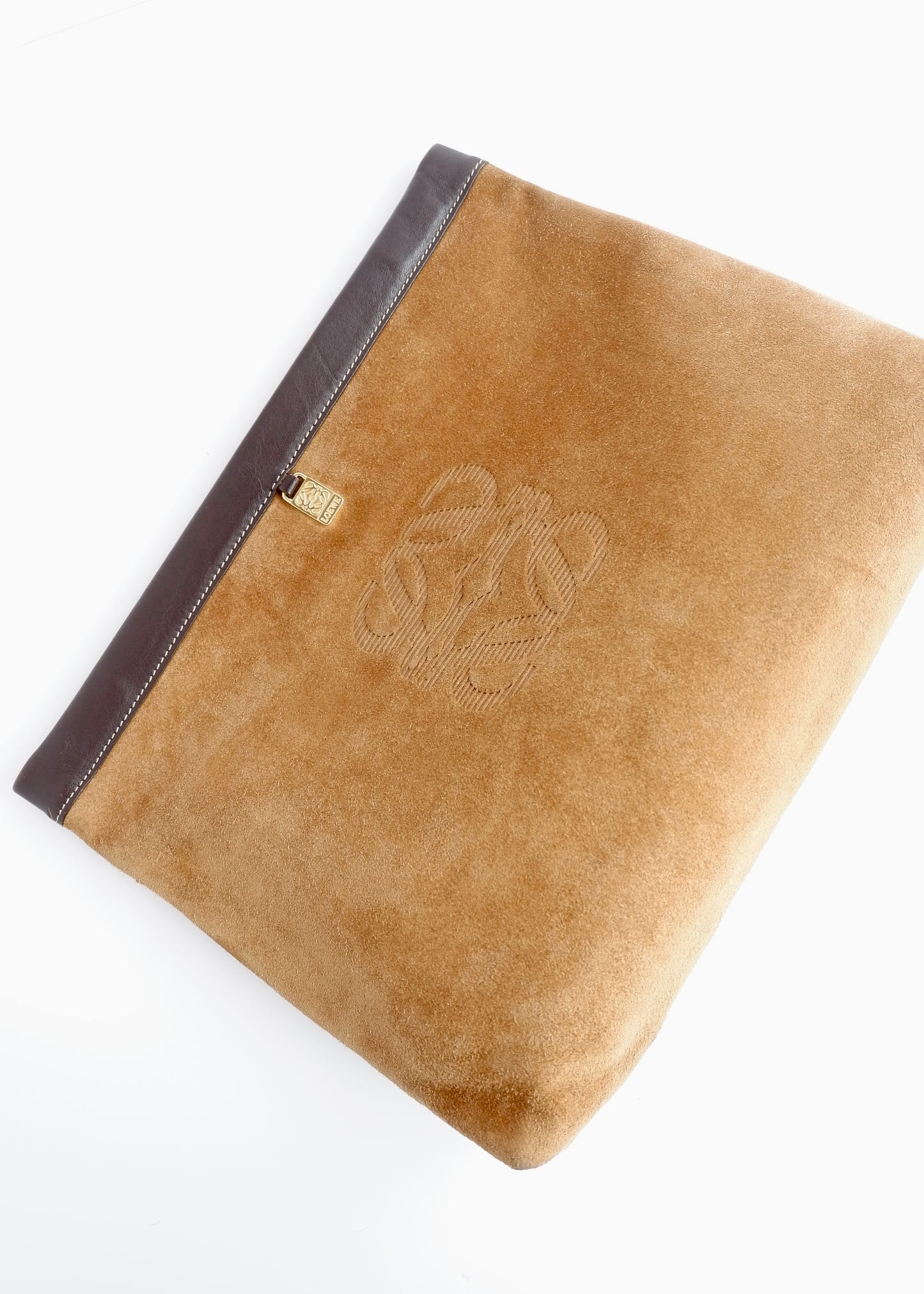 Authentic Preowned Loewe Brown Suede Oversized Clutch Bag
