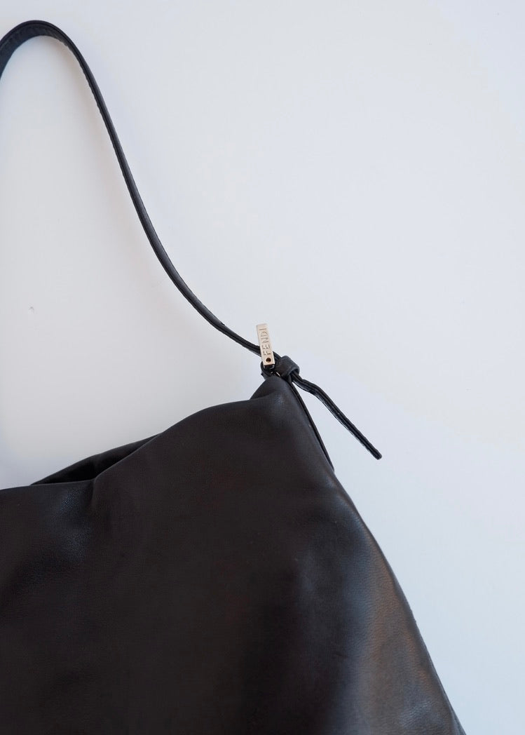 Authentic Preowned Fendi Black Leather FF Logo Bucket Shoulder Bag