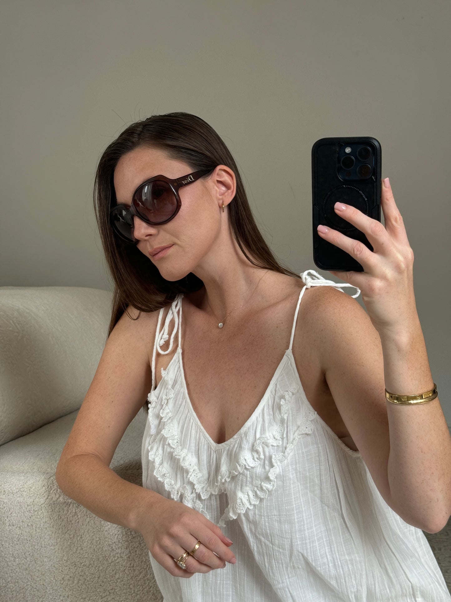 Authentic Preowned Vintage Dior Brown Rounded Oversized Sunglasses