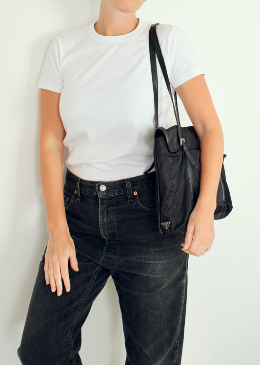 Authentic Preowned Prada Black Nylon/ Leather Tote Bag