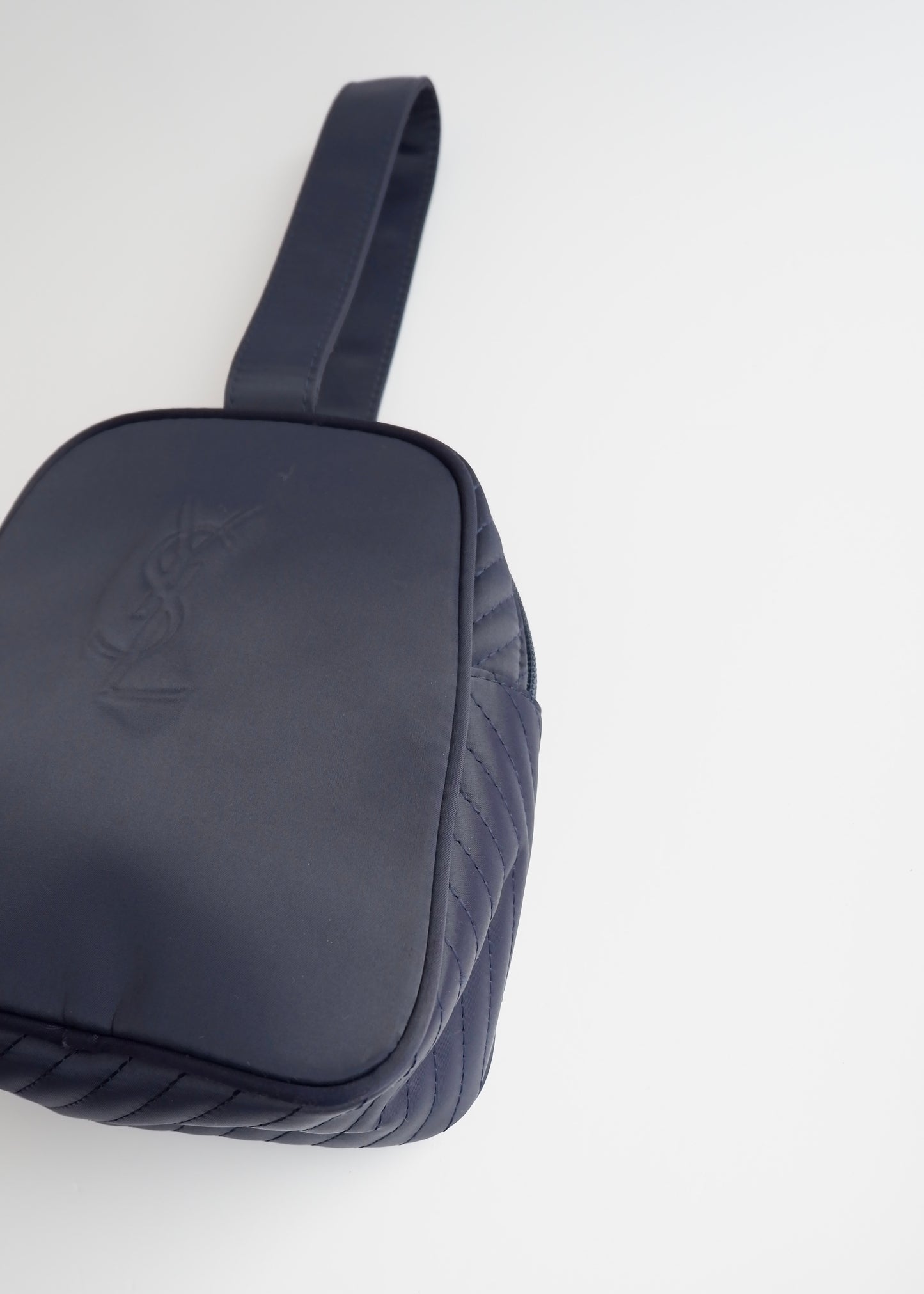 Authentic Preowned Vintage YSL Navy Nylon Wristlet Pouch