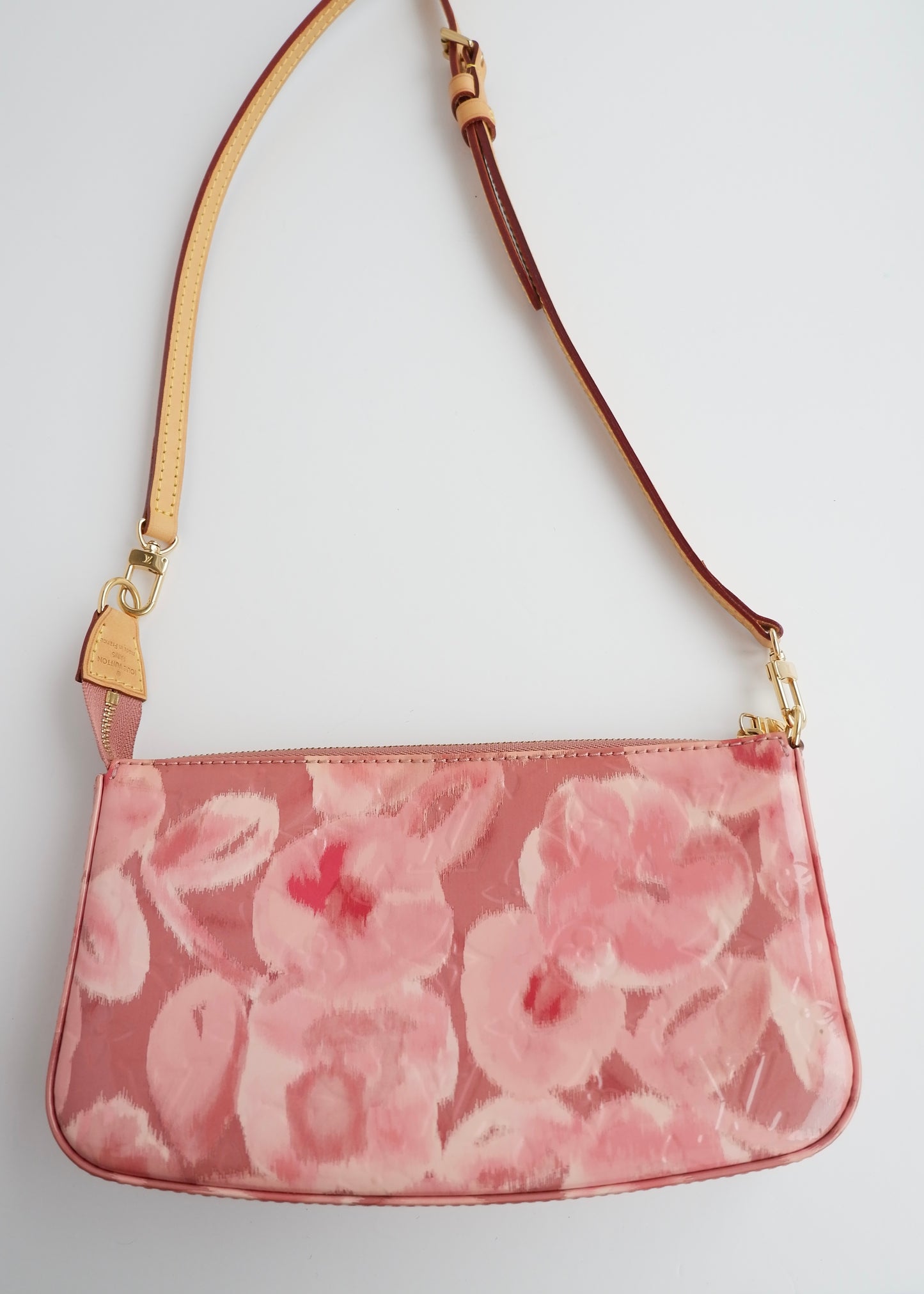 Authentic Preowned Louis Vuitton Limited Edition Rose Velours Monogram Ikat Pochette Crossbody Bag