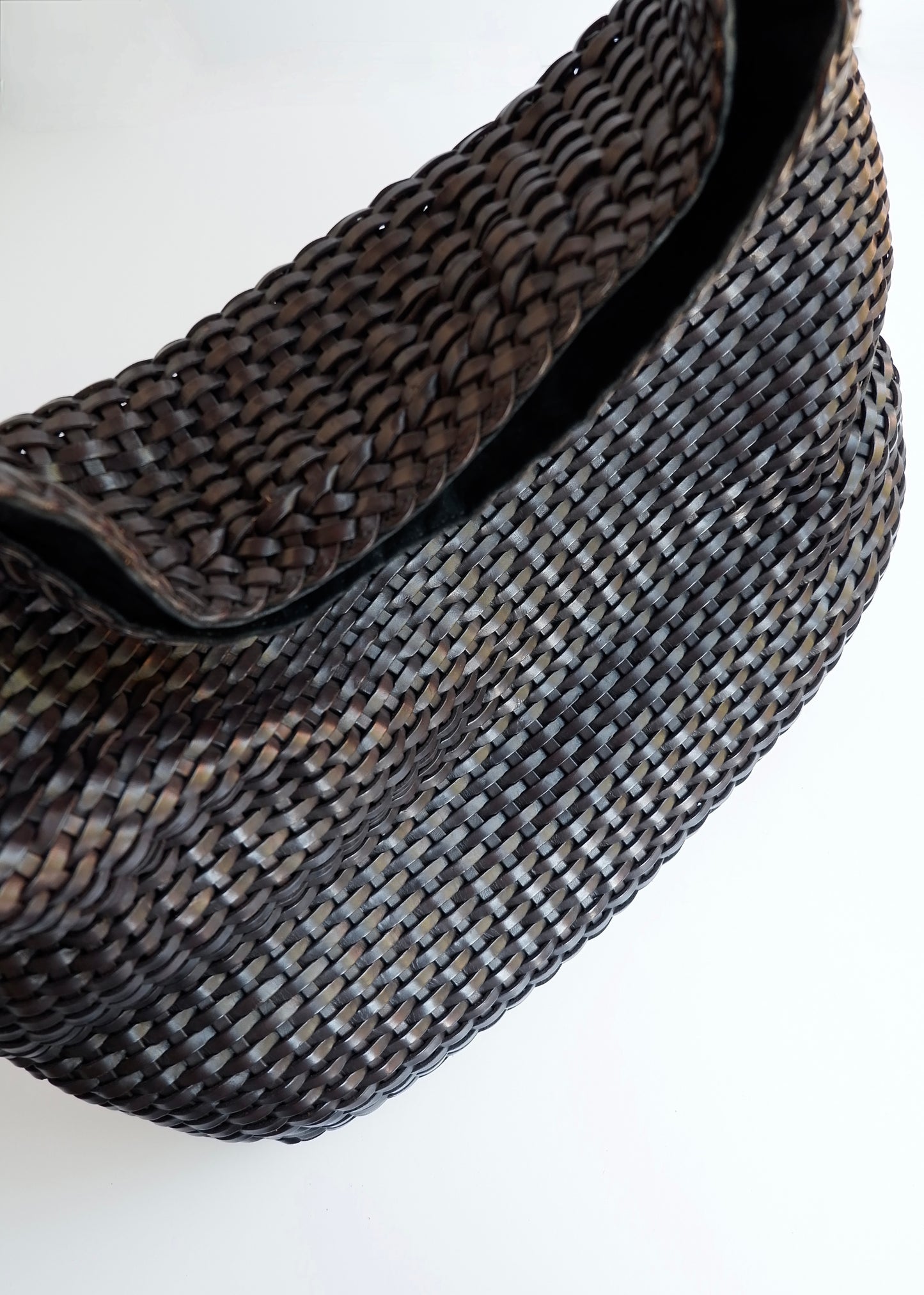 Authentic Preowned Gucci Brown Woven Leather Bamboo Hobo Shoulder Bag