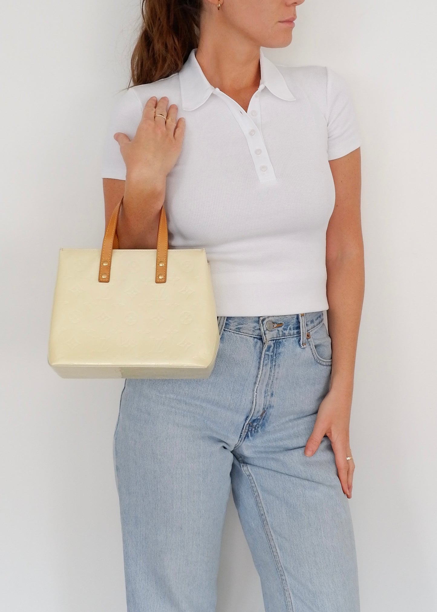 Authentic Preowned Louis Vuitton Off White Monogram Vernis Reade Handbag