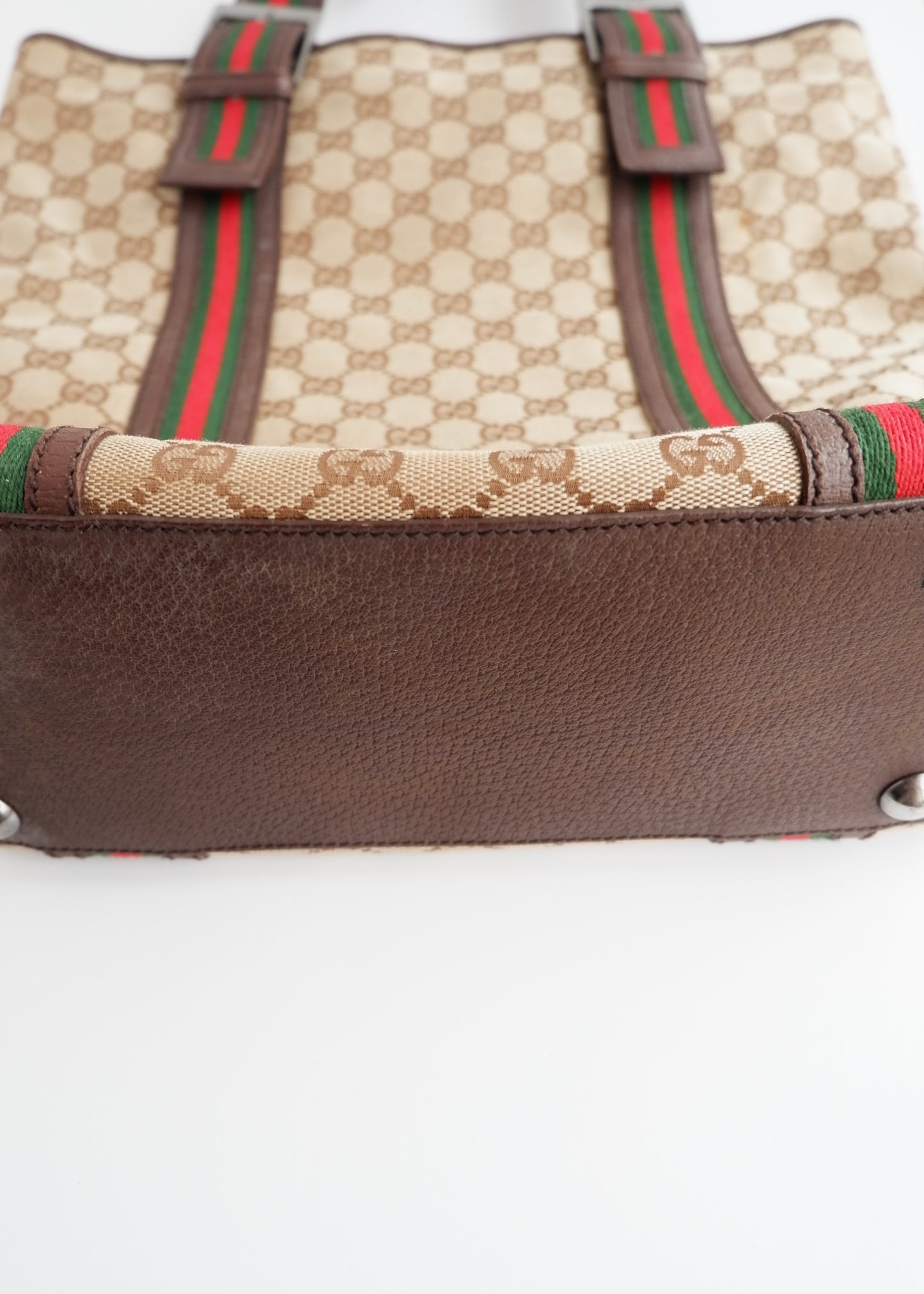 Authentic Preowned Gucci GG Cavnas Sherry Line Tote Bag