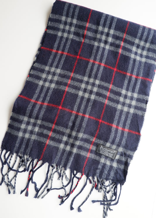 Authentic Preowned Burberry's Navy Check Wool Scarf
