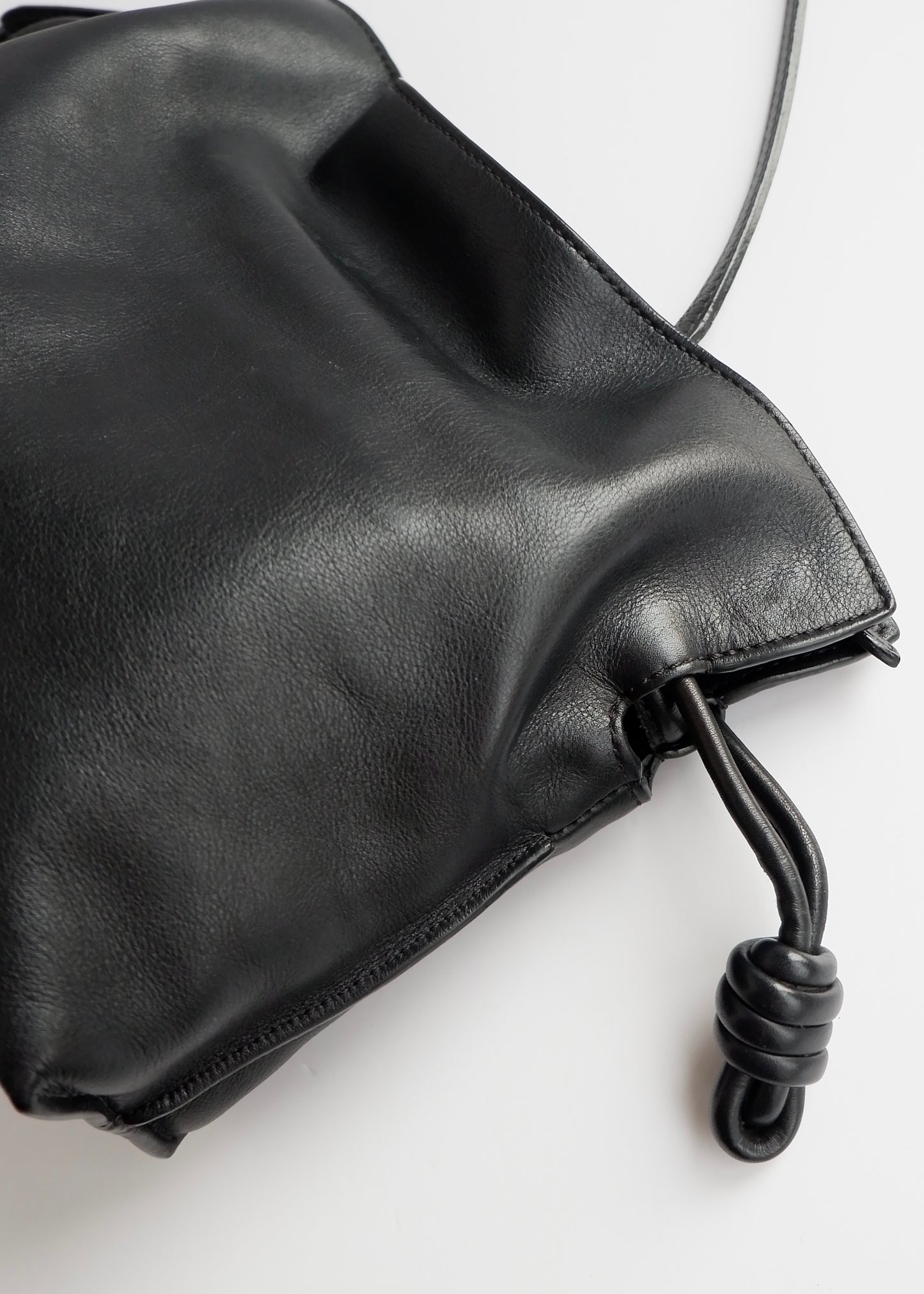 Authentic Preowned Loewe Black Leather Flamenco Knot Clutch/ Crossbody Bag