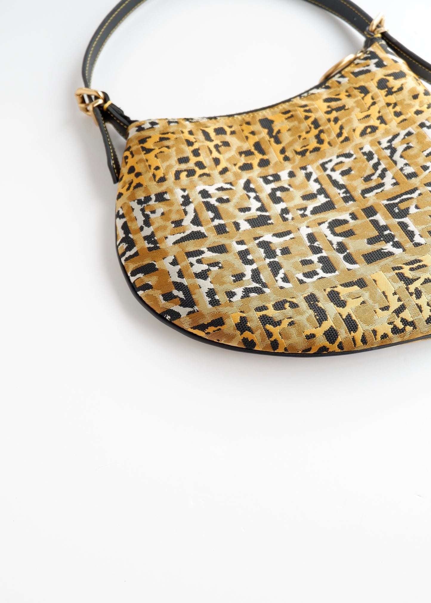 Authentic Preowned Fendi Black Animal Print Zucca Oyster Bag