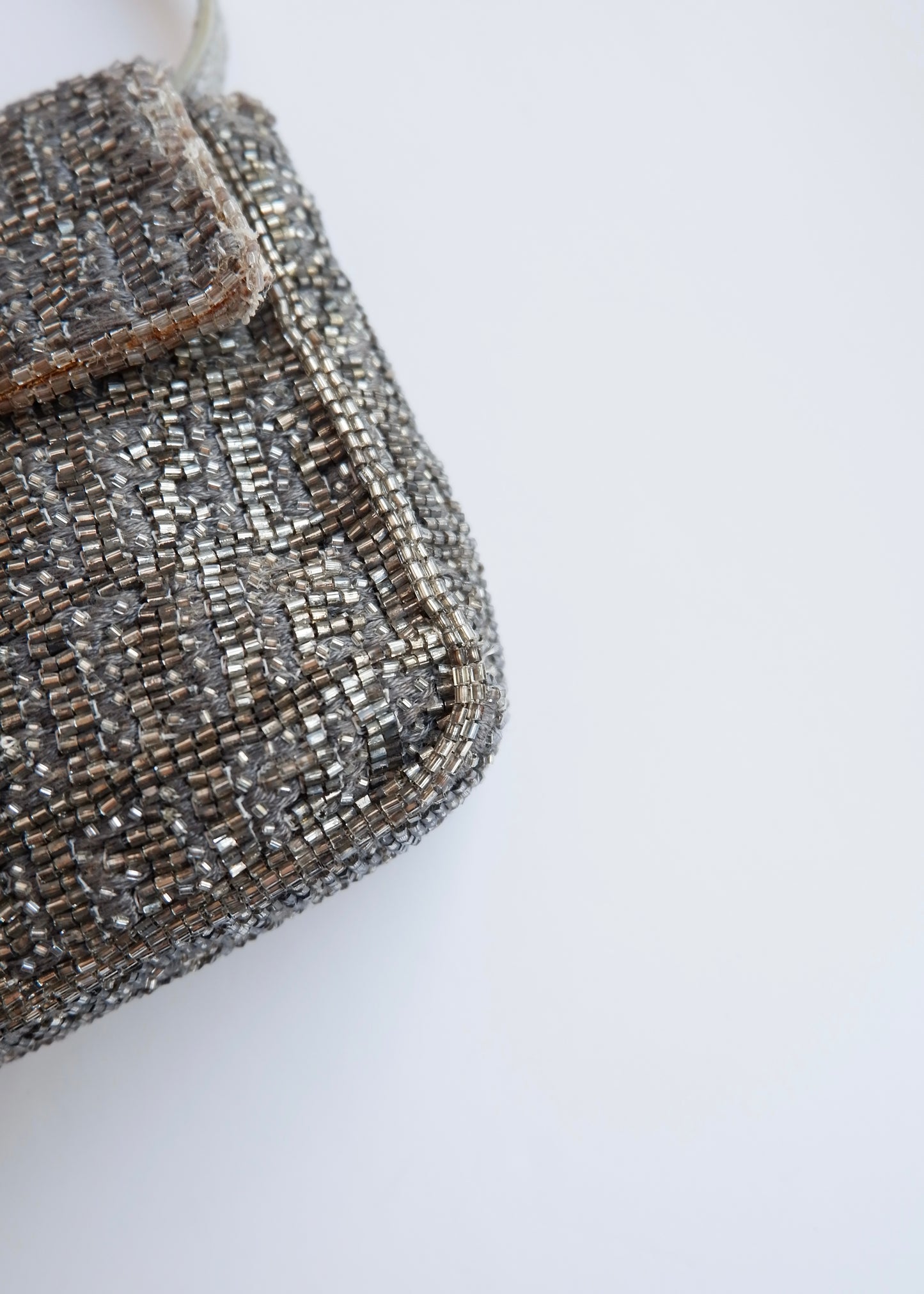Authentic Preowned Vintage Fendi Silver FF Zucchino Beaded Small Baguette Shoulder Bag