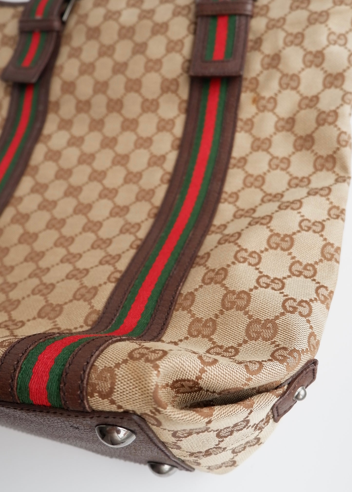 Authentic Preowned Gucci GG Cavnas Sherry Line Tote Bag