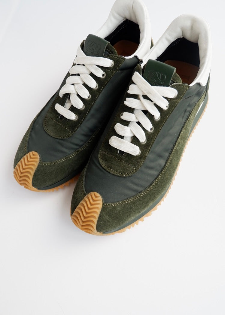 Authentic Preowned Loewe Forest Green Suede Sneakers - 39