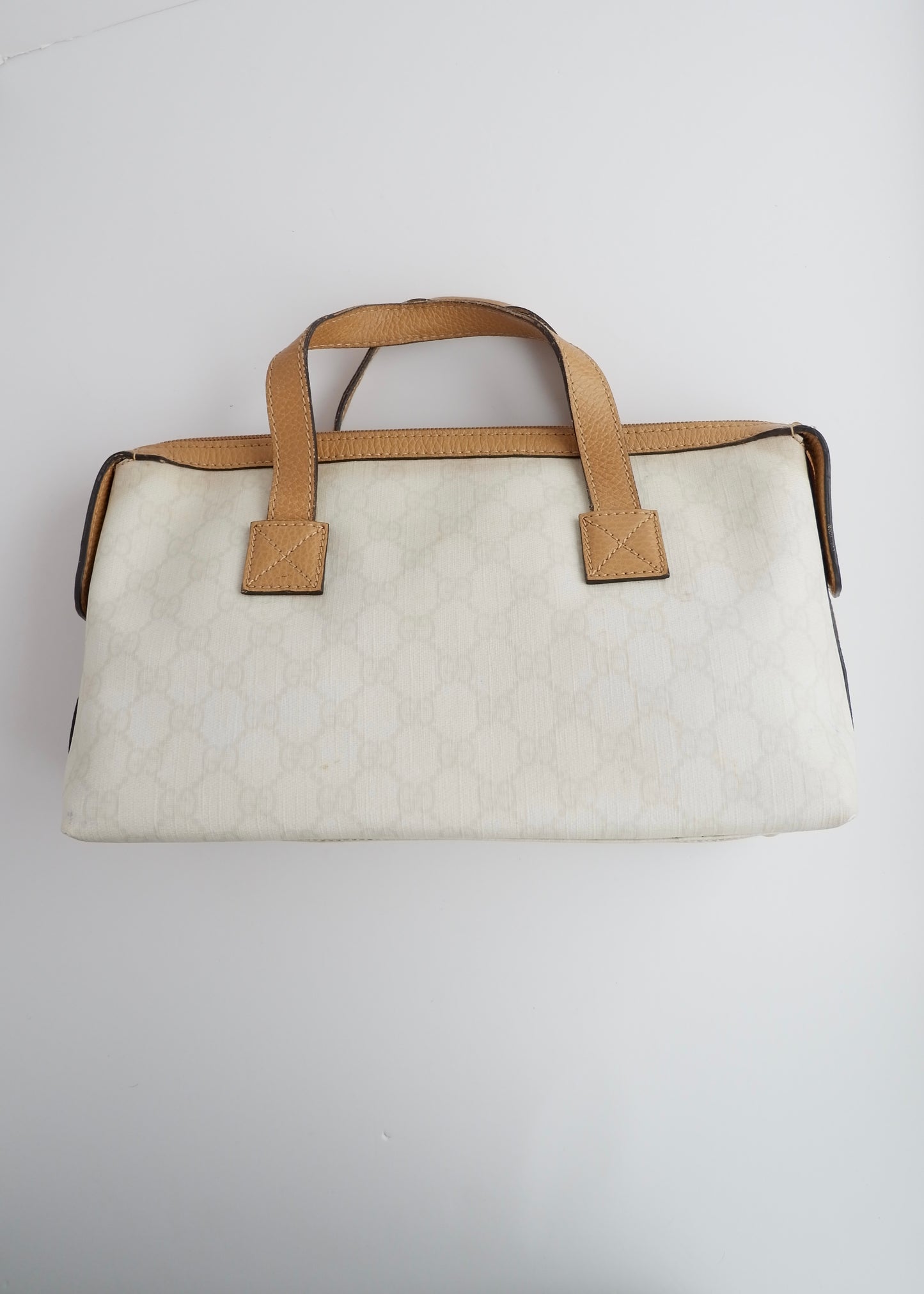 Authentci Preowned Gucci White GG Canvas East West Handbag