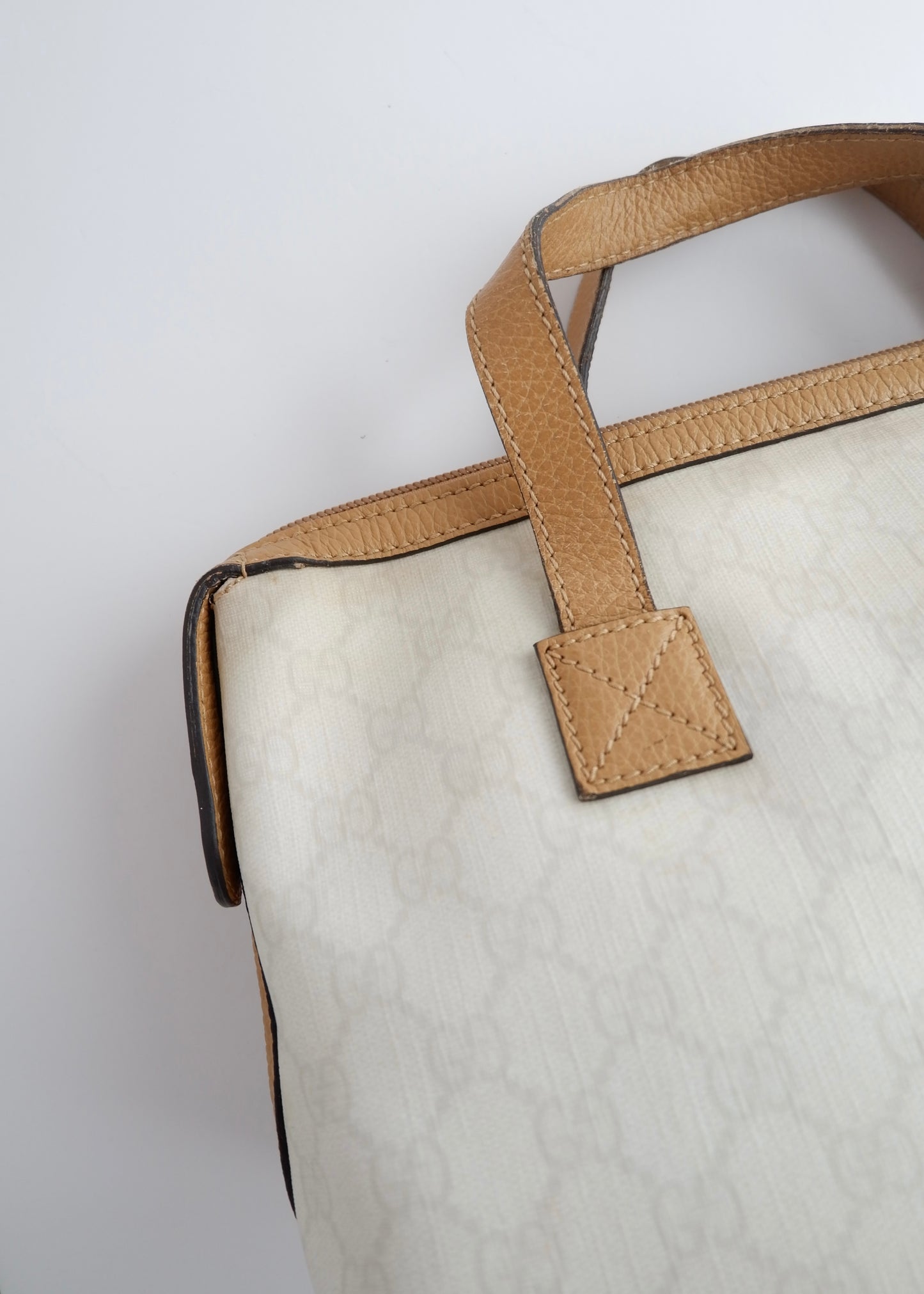 Authentci Preowned Gucci White GG Canvas East West Handbag