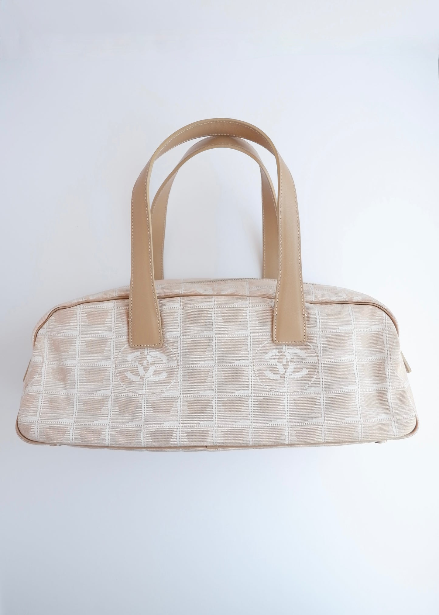 Authentic Preowned Chanel Beige Canvas/Leather New Travel Line Shoulder Bag