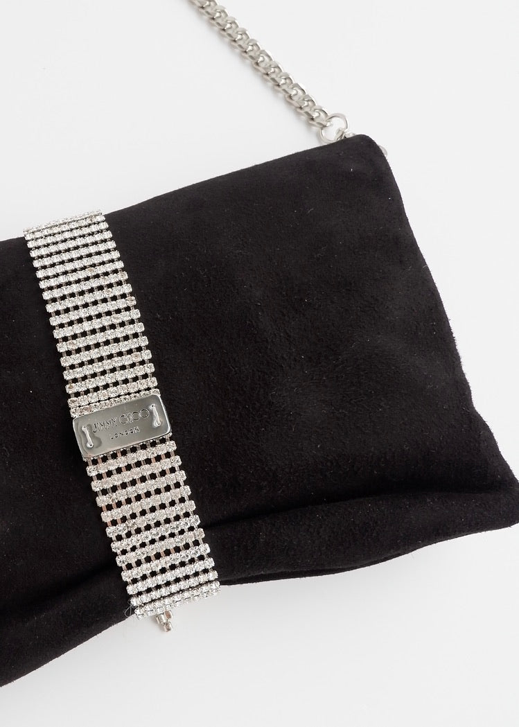 Authentic Preowned Jimmy Choo Black Suede/Crystal Embellished Evening Bag