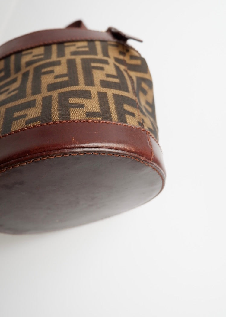 Authentic Preowned Vintage Fendi Brown Zucca Bucket Handbag