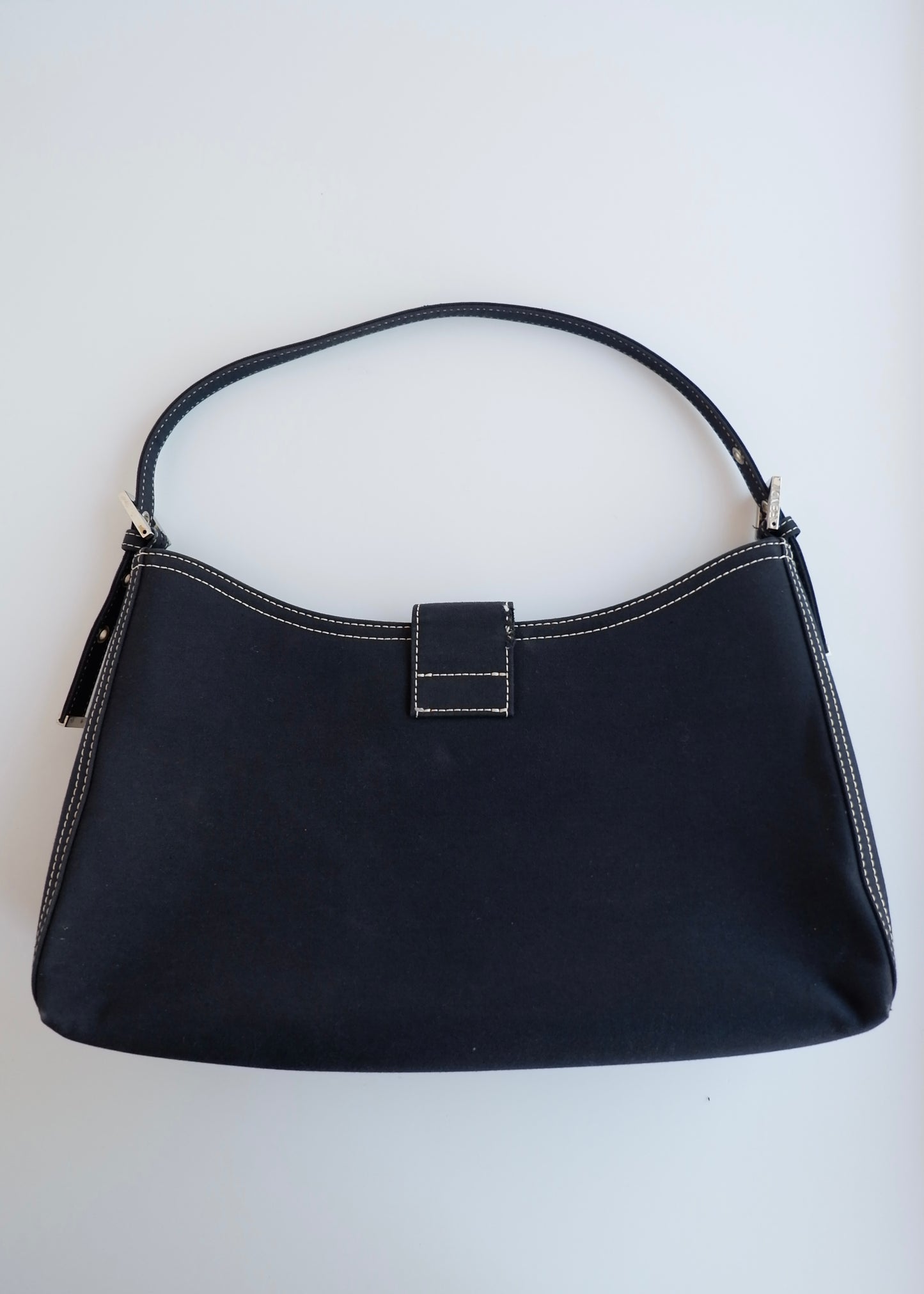 Authentic Preowned Fendi Navy Denim/Canvas Large Shoulder Bag