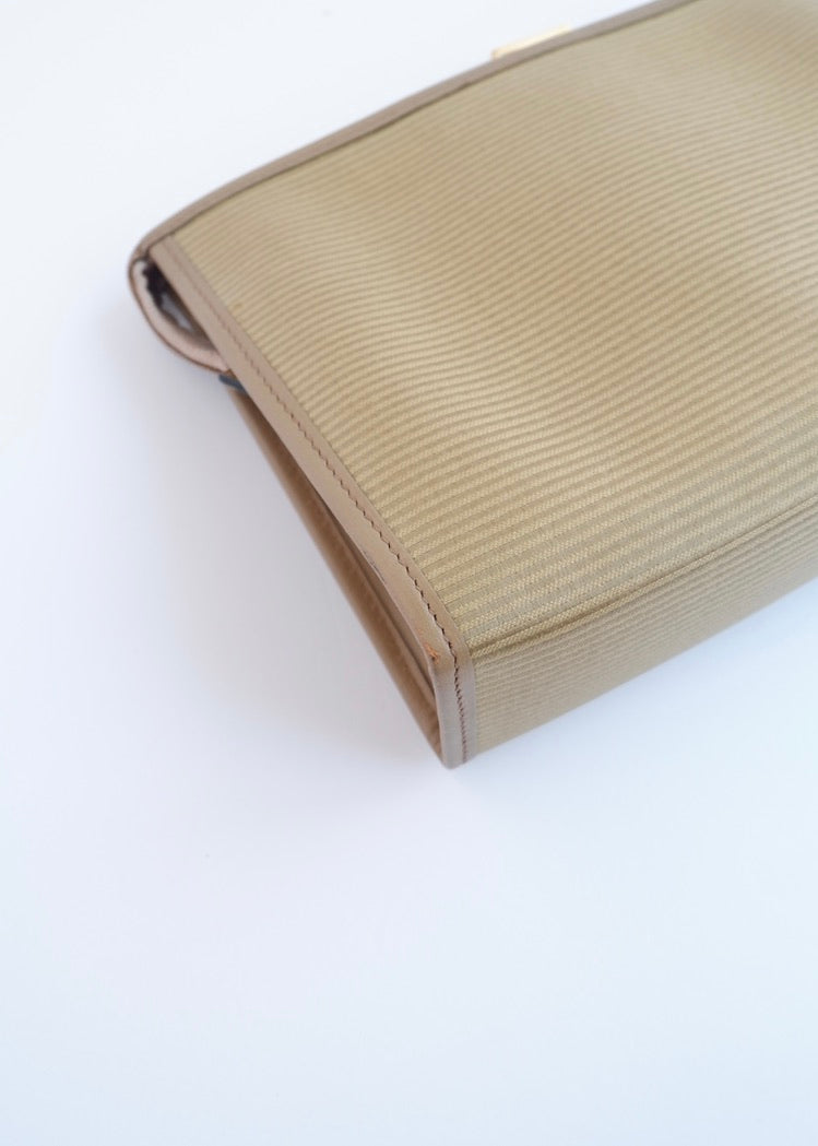 Authentic Preowned Vintage YSL Yves Saint Laurent Beige Coated Canvas Pouch