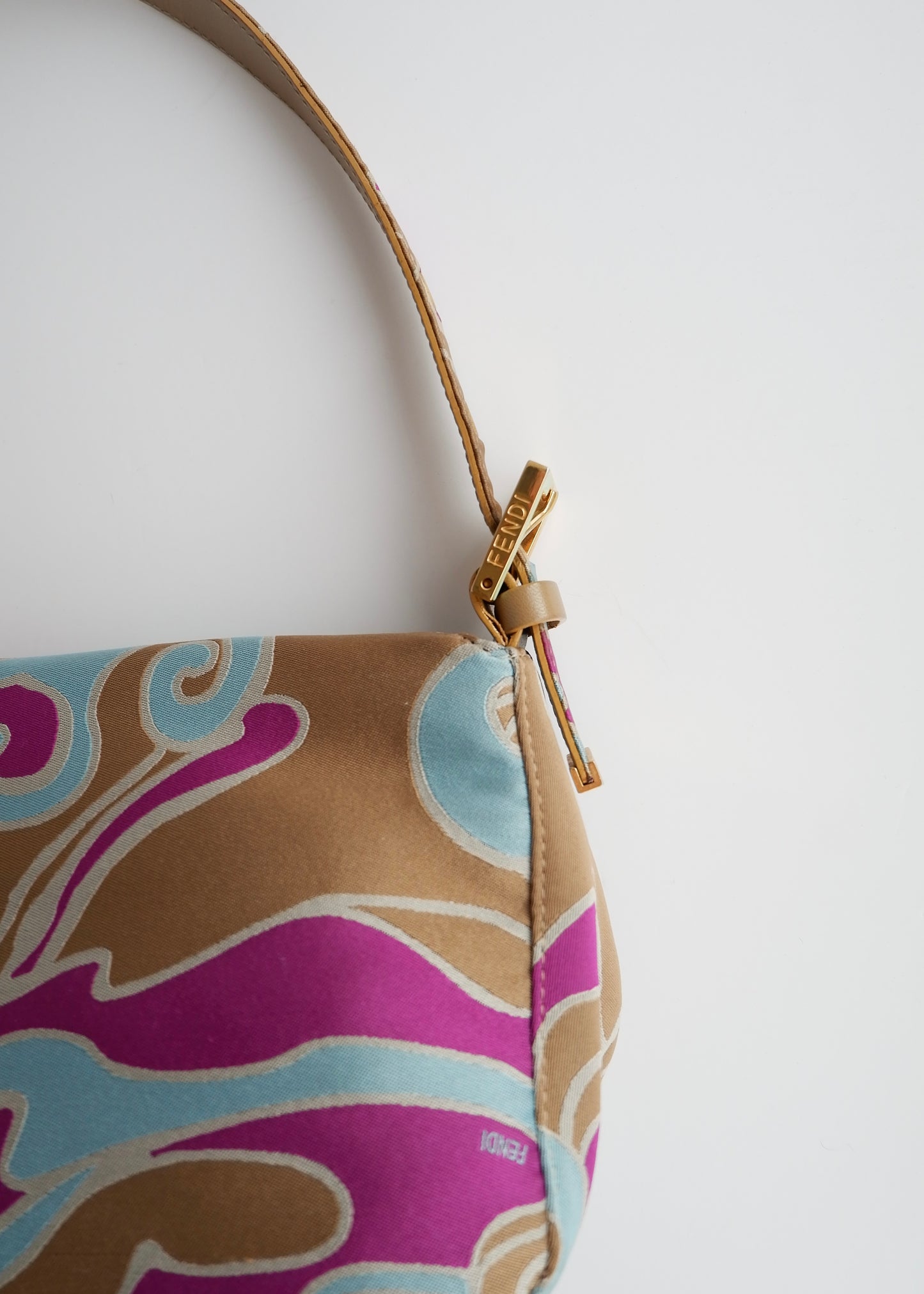 Authentic Preowned Fendi Psychedelic Swirl Multi Color Baguette Shoulder Bag