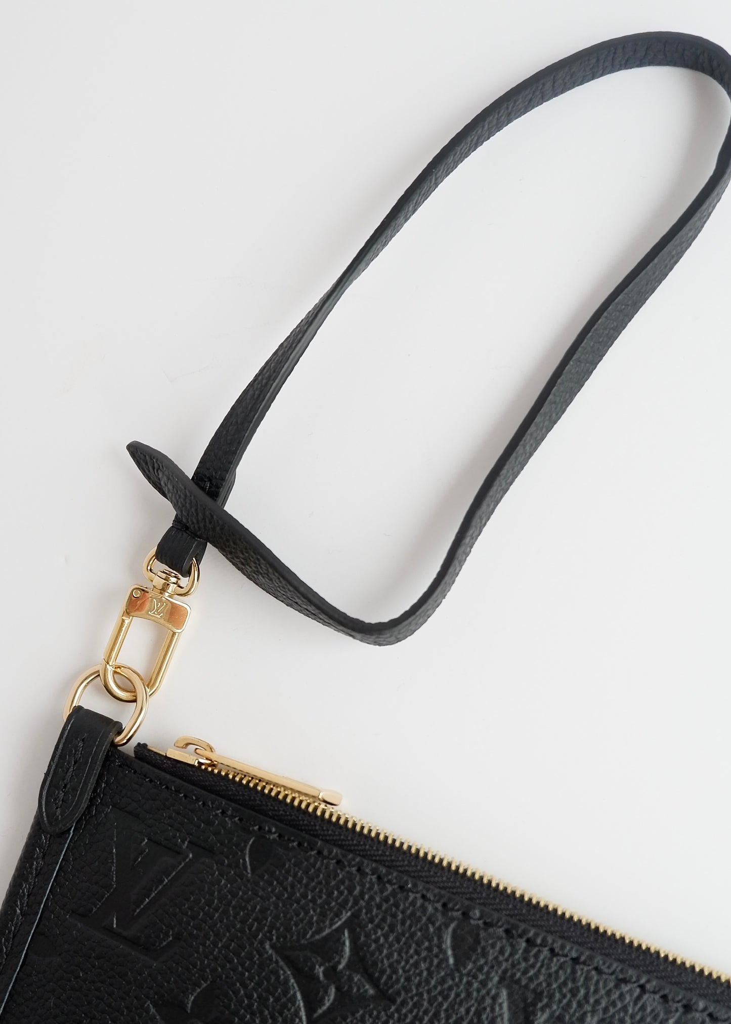 Authentic Preowned Louis Vuitton Black Empreinte Monogram Wrislet Pouch (For Neverfull)
