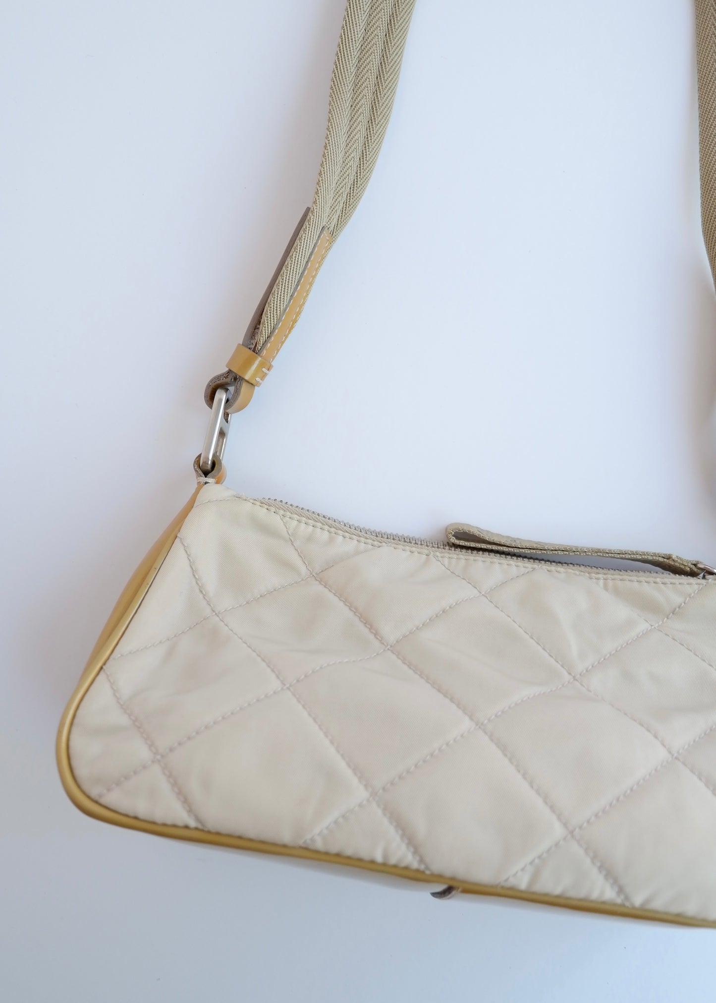 Authentic Preowned Prada Beige Quilted Nylon Crossbody Bag
