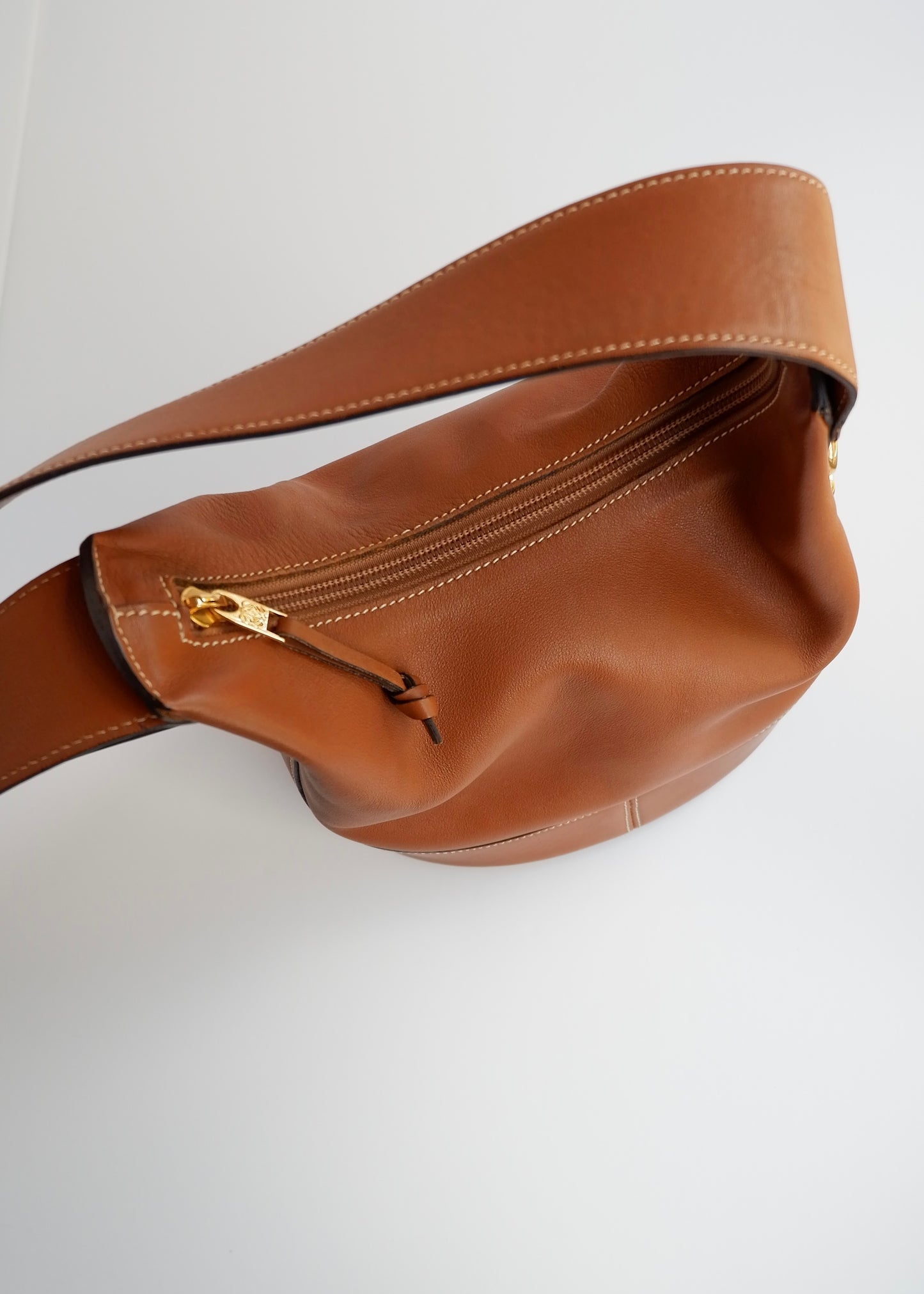 Authentic Preowned Vintage Loewe Chestnut Brown Leather Shoulder Bag