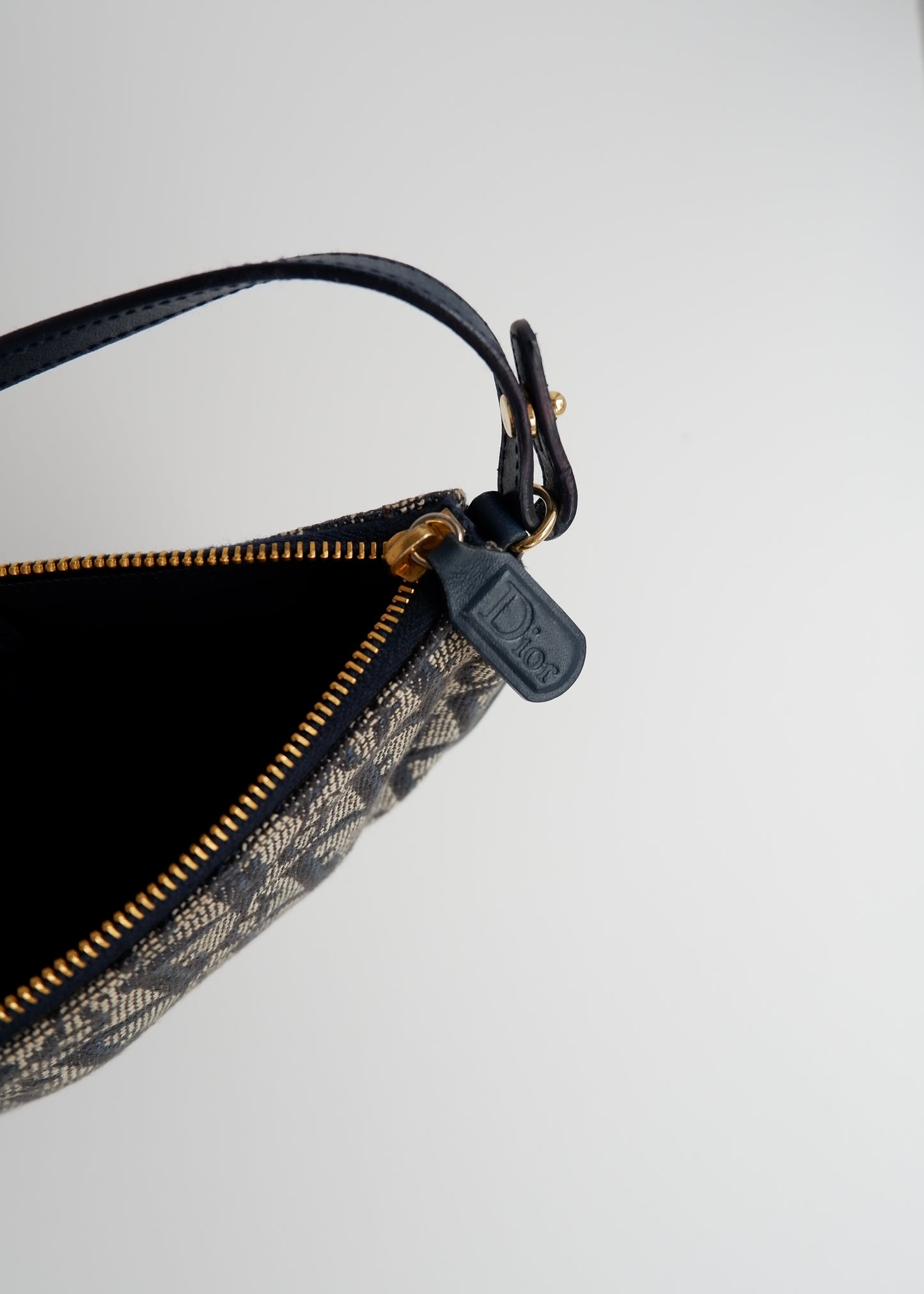 Authentic Preowned Vintage Dior Navy Oblique Canvas Saddle Bag