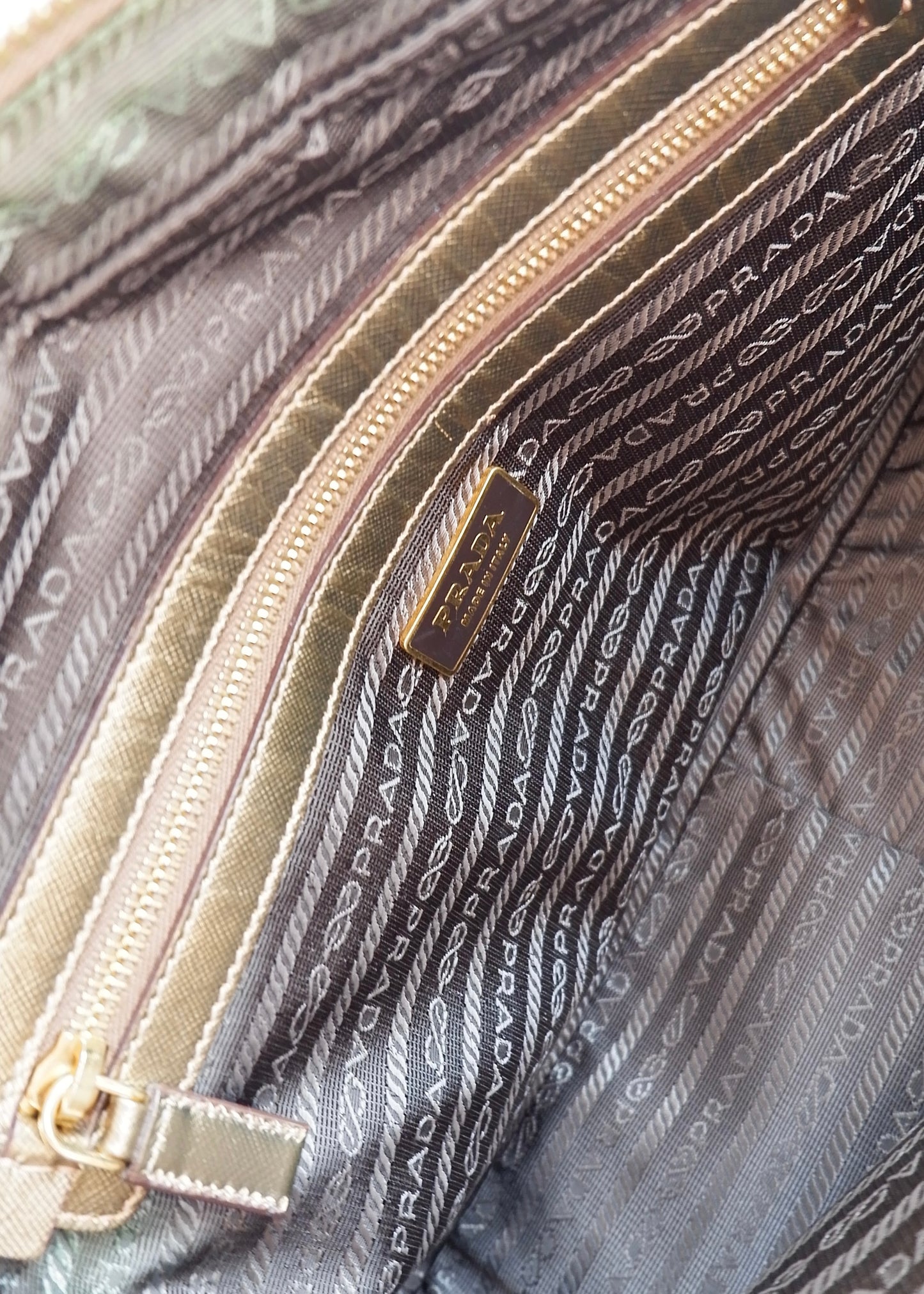 Authentic Preowned Prada Beige/ Gold St. Rose Bauletto Bag