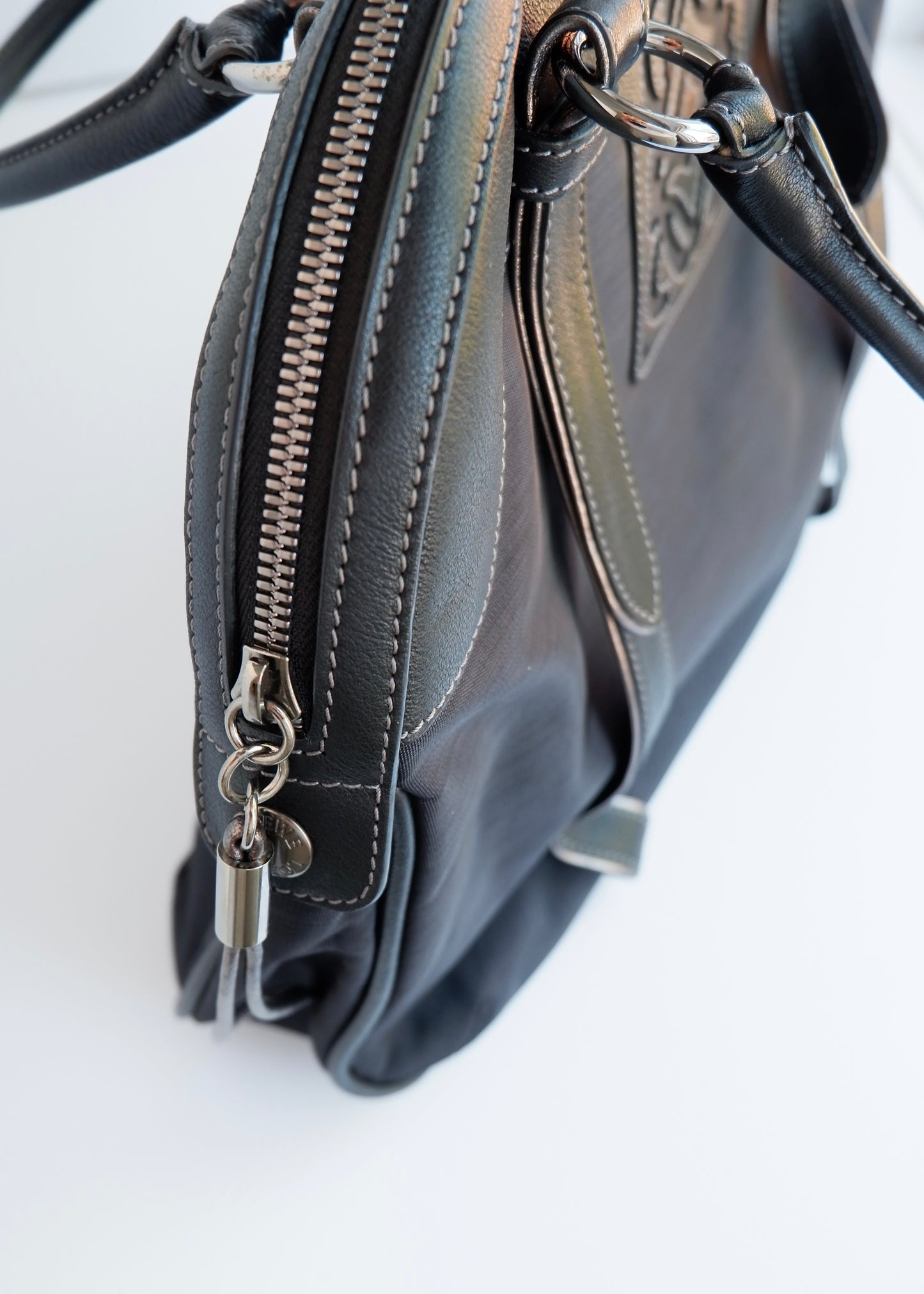 Authentic Preowned Loewe Navy/Black Nylon/Leather Shoulder Tote