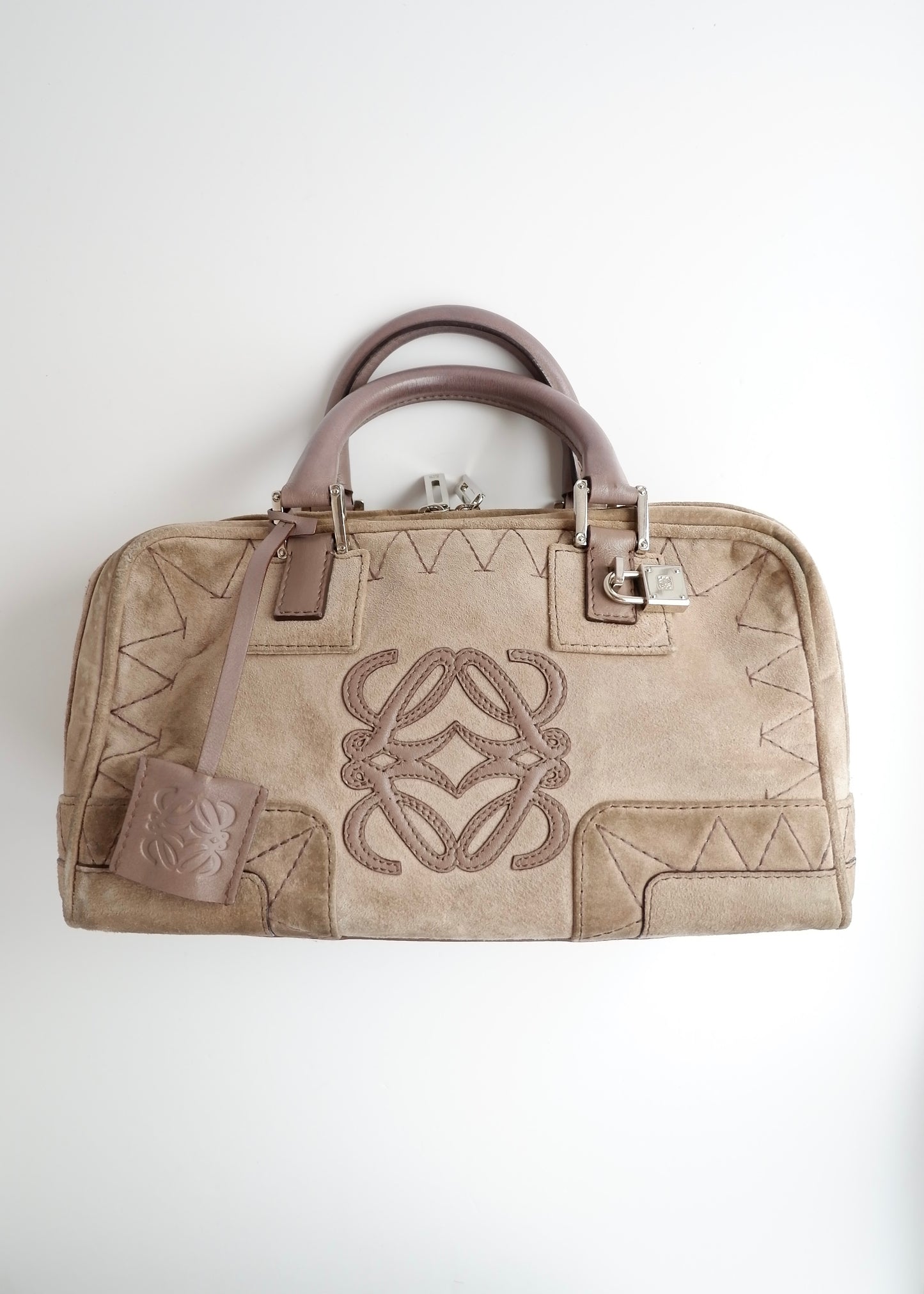 Authentic Preowned Loewe Grey Suede Amasona Handbag