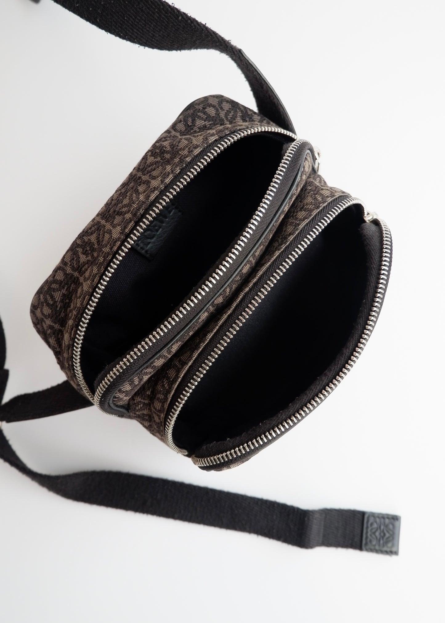 Authentic Preowned Loewe Black Canvas Anagram Crossbody Bag