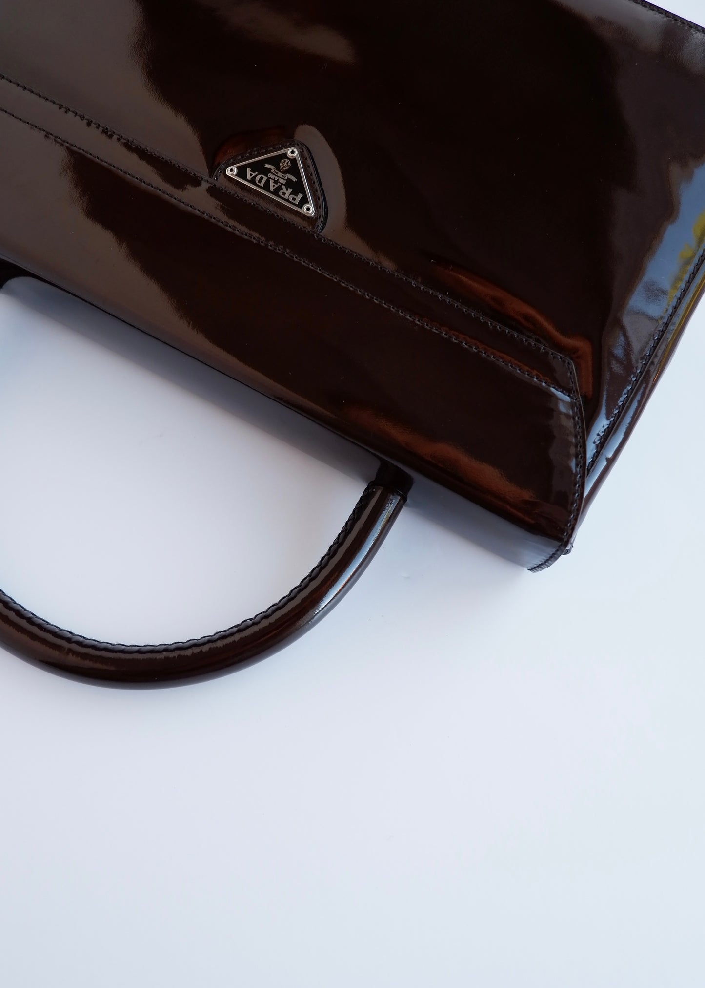 Authentic Preowned Prada Brown Patent Leather Top Handle Bag