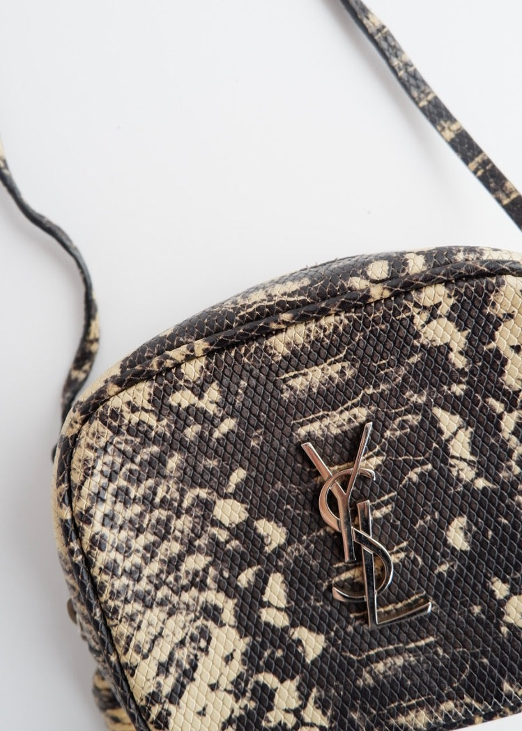Authentic Preowned Saint Laurent YSL Python Print Small Tassel Crossbody Bag