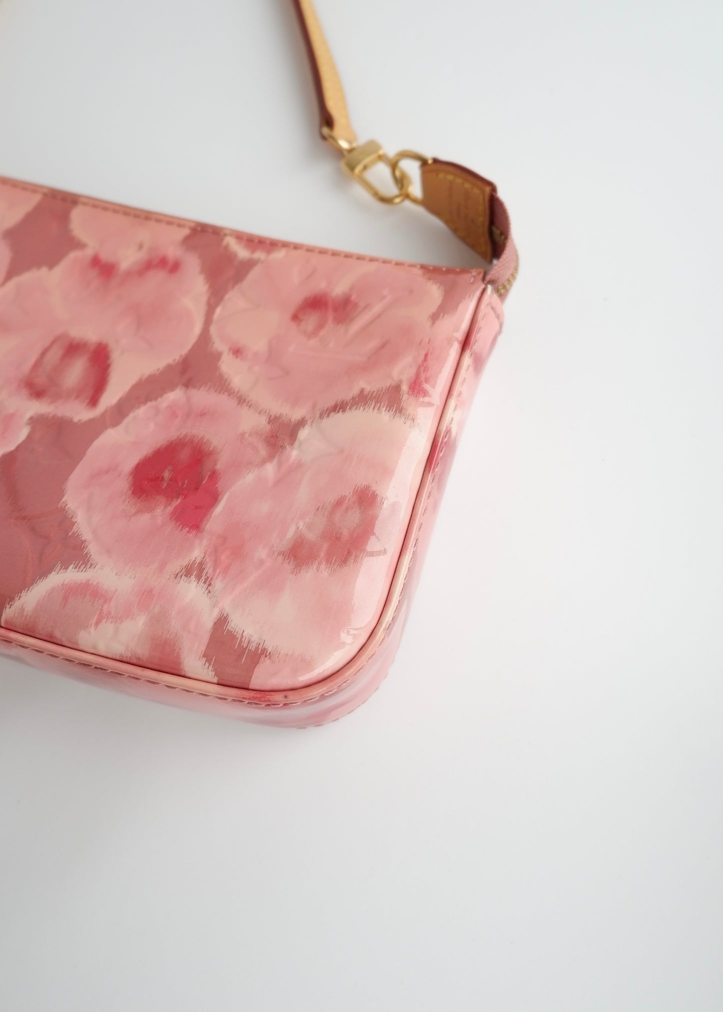 Authentic Preowned Louis Vuitton Limited Edition Rose Velours Monogram Ikat Pochette Crossbody Bag