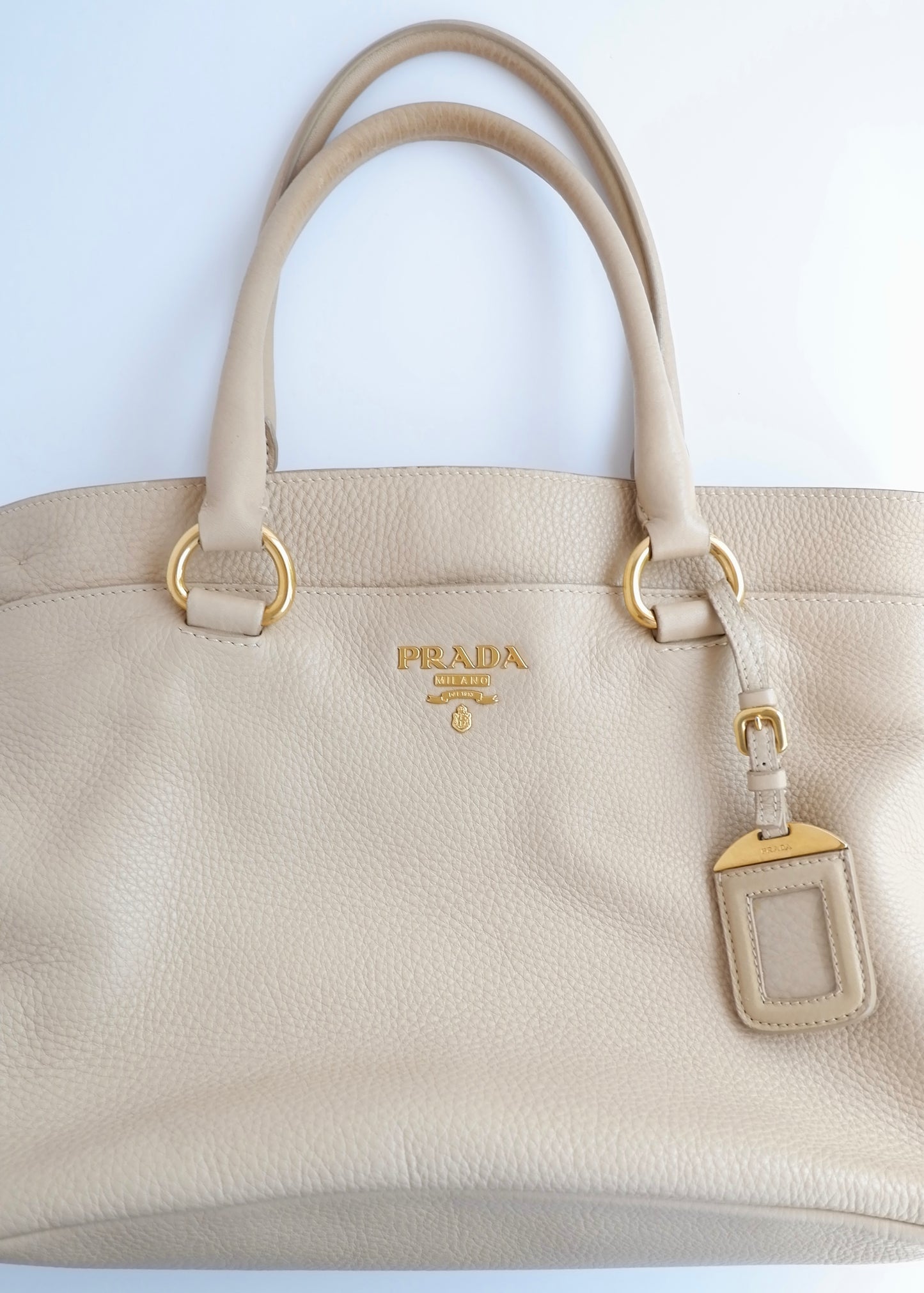 Authentic Preowned Prada Beige Leather Tote/ Crossbody Bag
