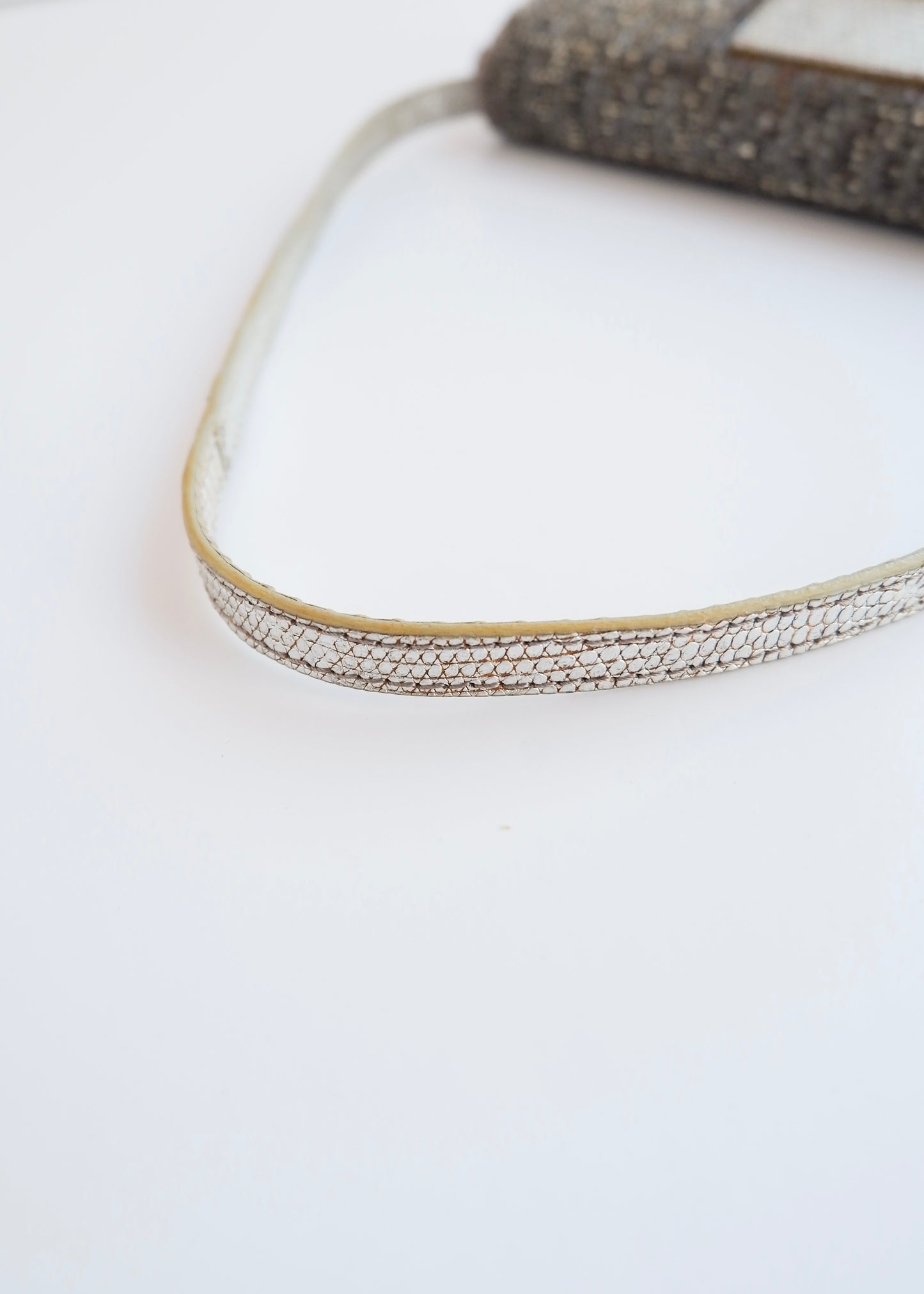 Authentic Preowned Vintage Fendi Silver FF Zucchino Beaded Small Baguette Shoulder Bag