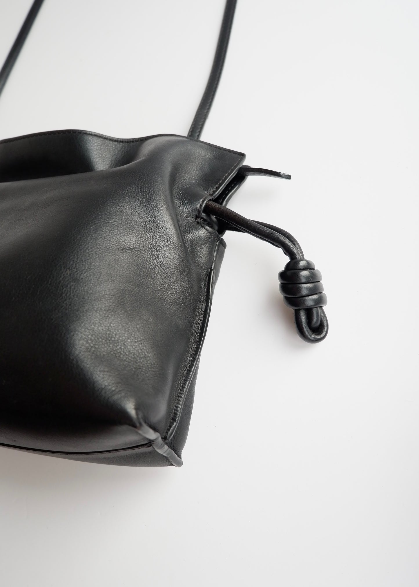 Authentic Preowned Loewe Black Leather Flamenco Knot Clutch/ Crossbody Bag