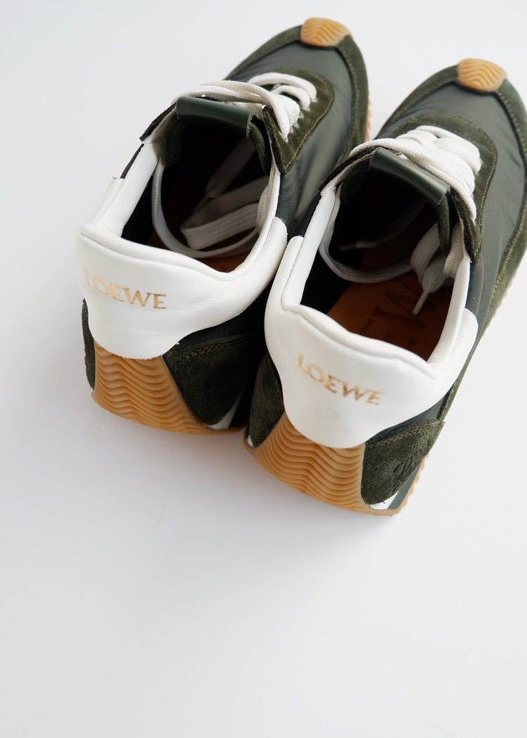 Authentic Preowned Loewe Forest Green Suede Sneakers - 39