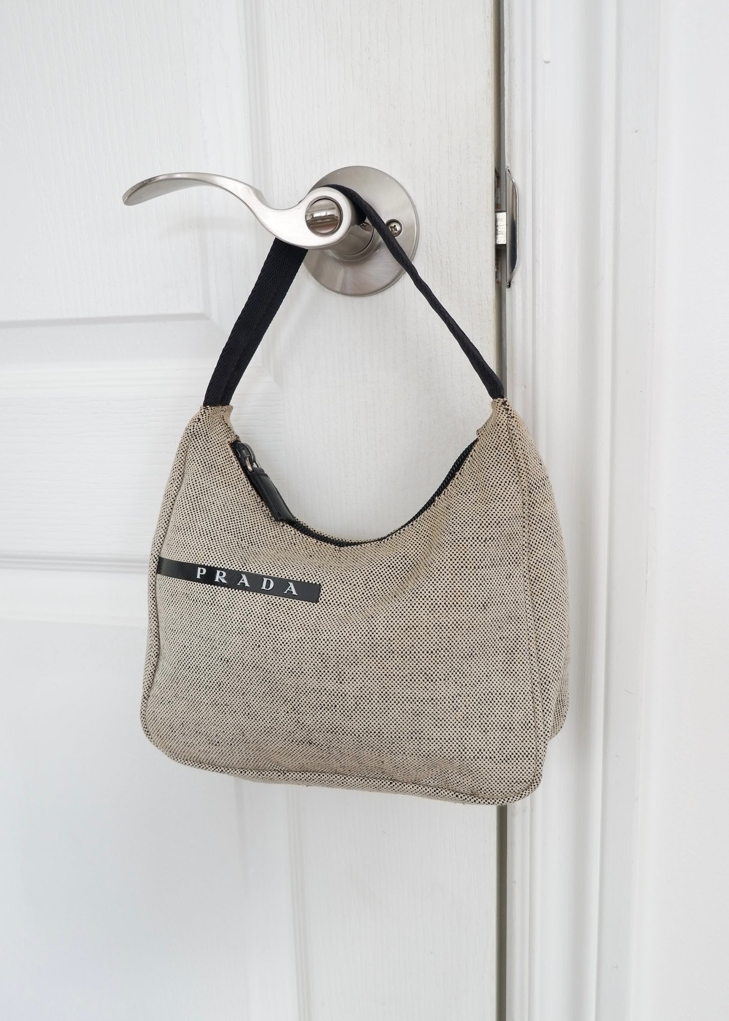 Authentic Preowned Prada Grey Canvas Shoulder Bag
