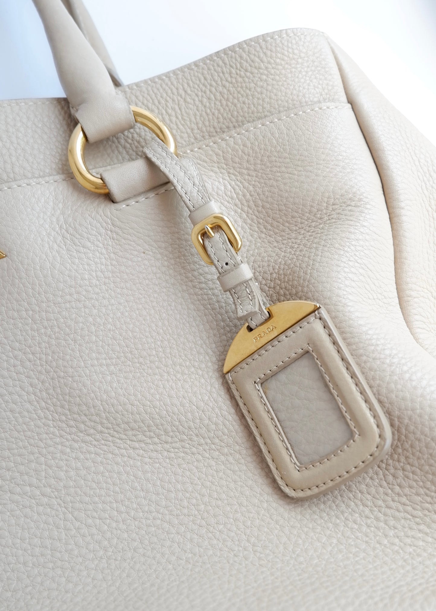 Authentic Preowned Prada Beige Leather Tote/ Crossbody Bag