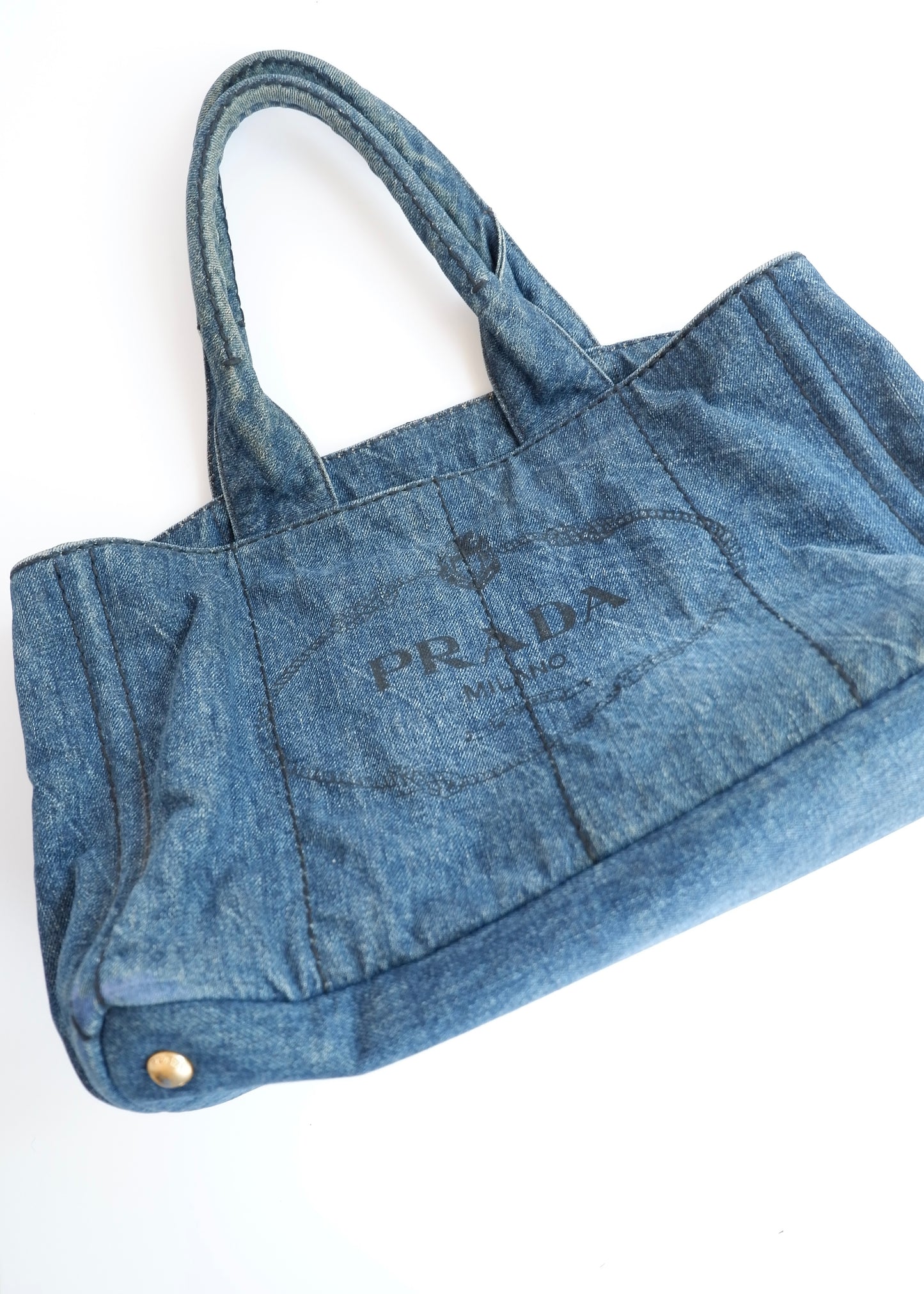 Authentic Preowned Prada Navy Denim Canapa Tote Bag