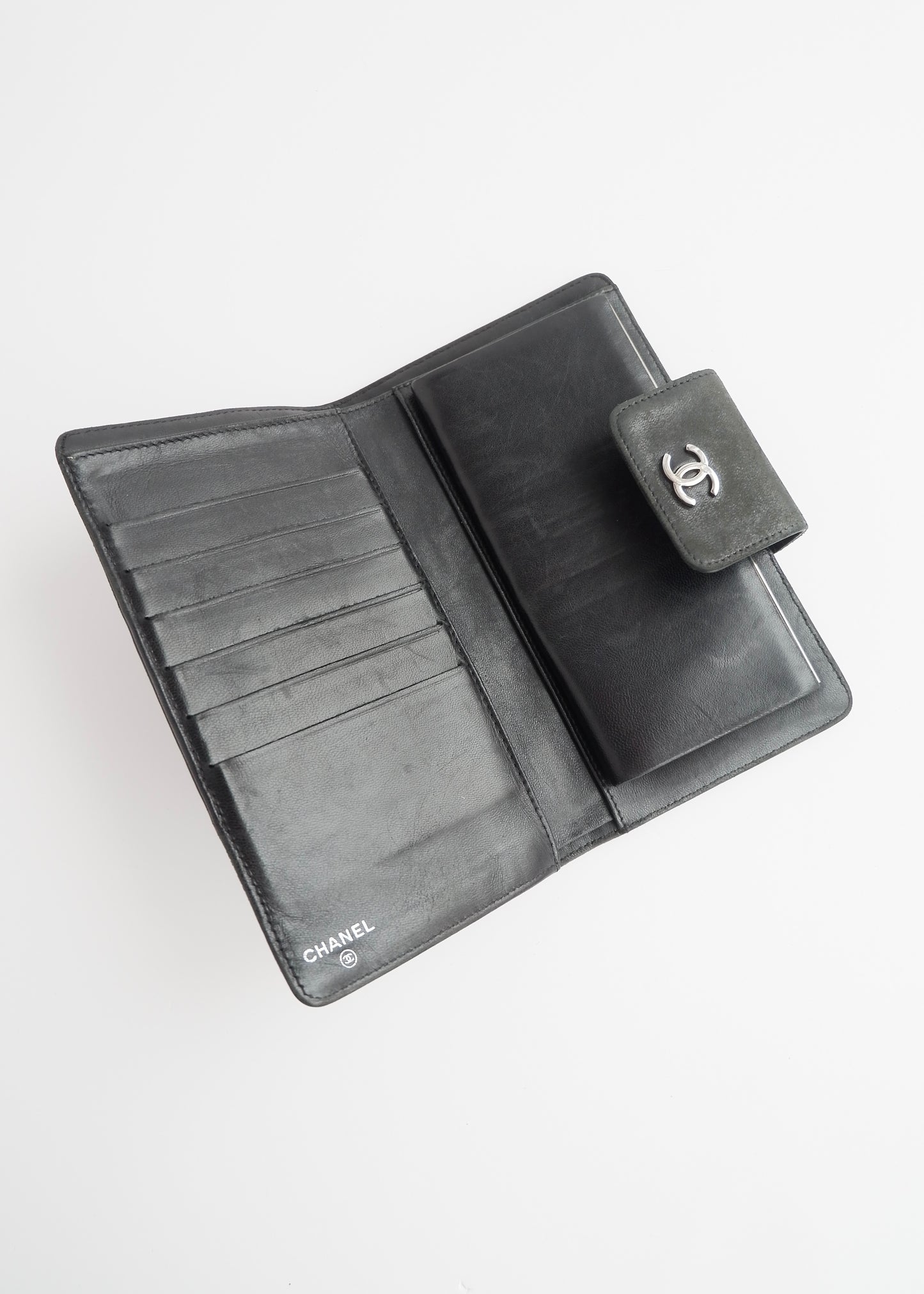 Authentic Preowned Chanel Black Lambskin Long Fold Wallet