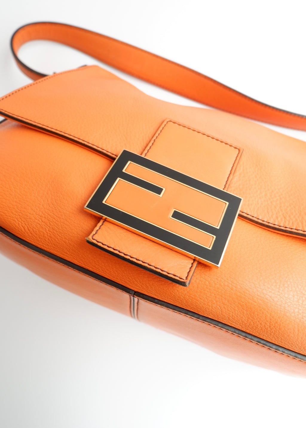 Authentic Preowned Fendi Orange Leather Mamma Baguette