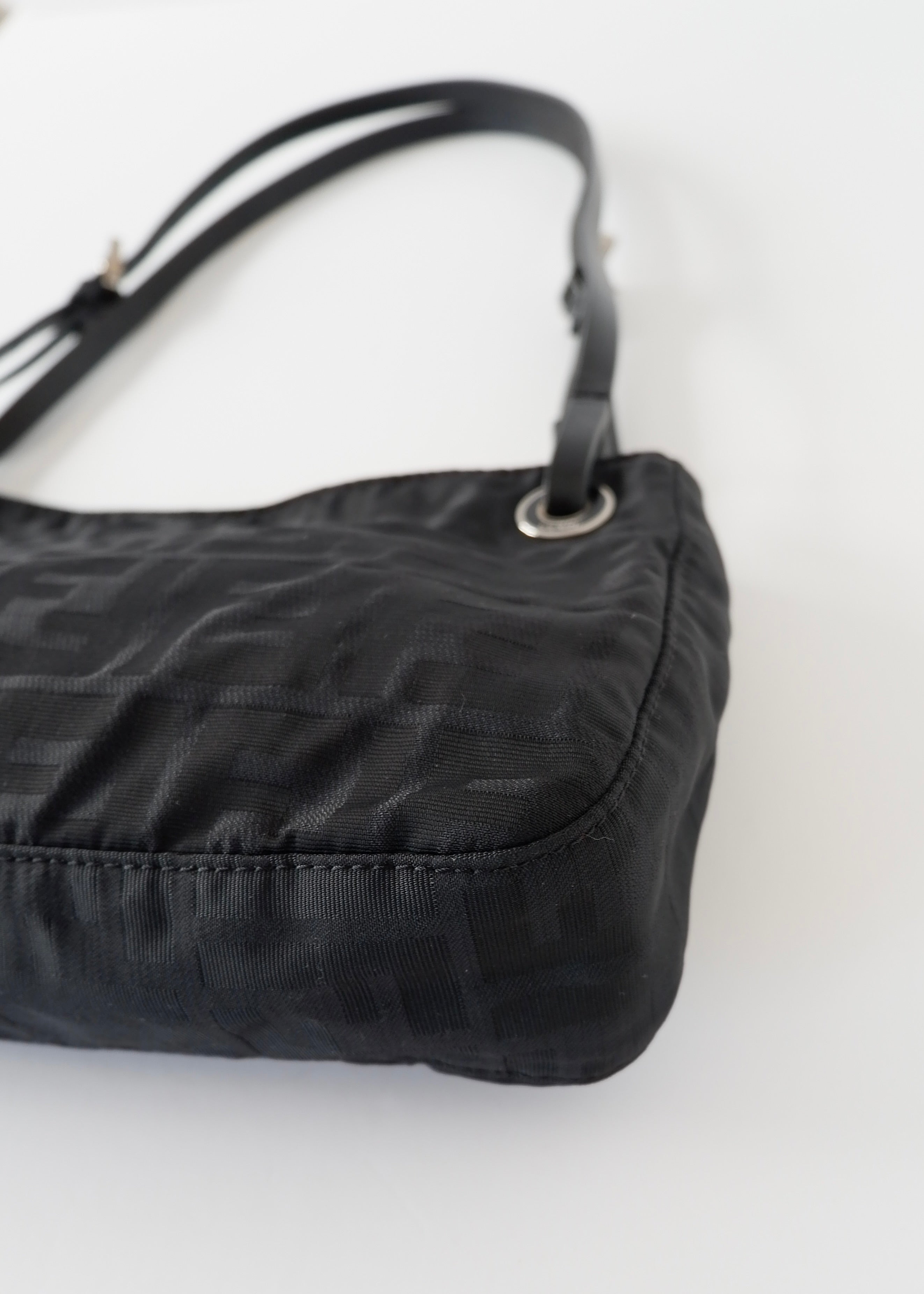 Authentic Preowned Fendi Black Zucca Canvas Shoulder Bag