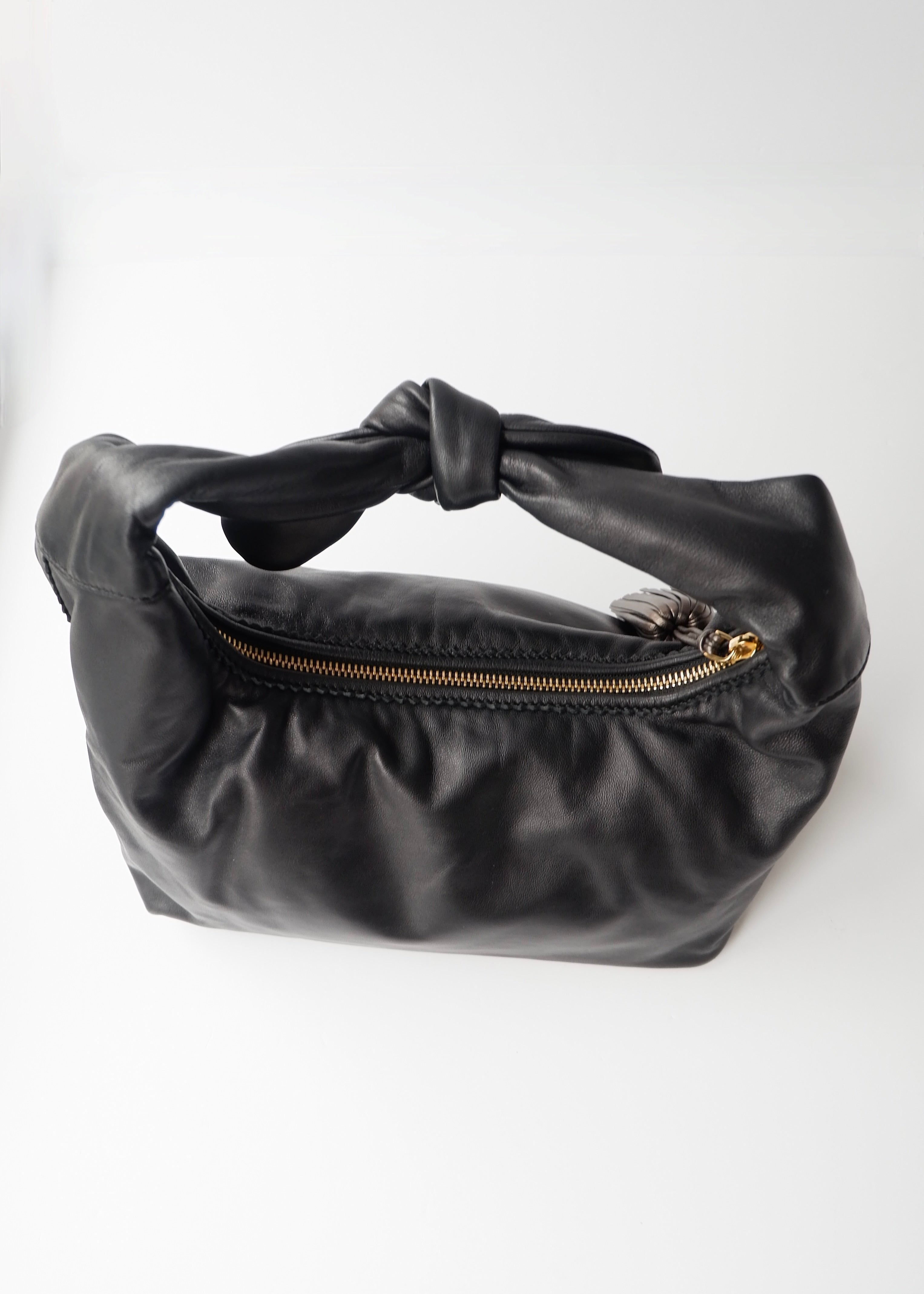 Preowned Loewe Black Leather Hobo Shoulder Bag