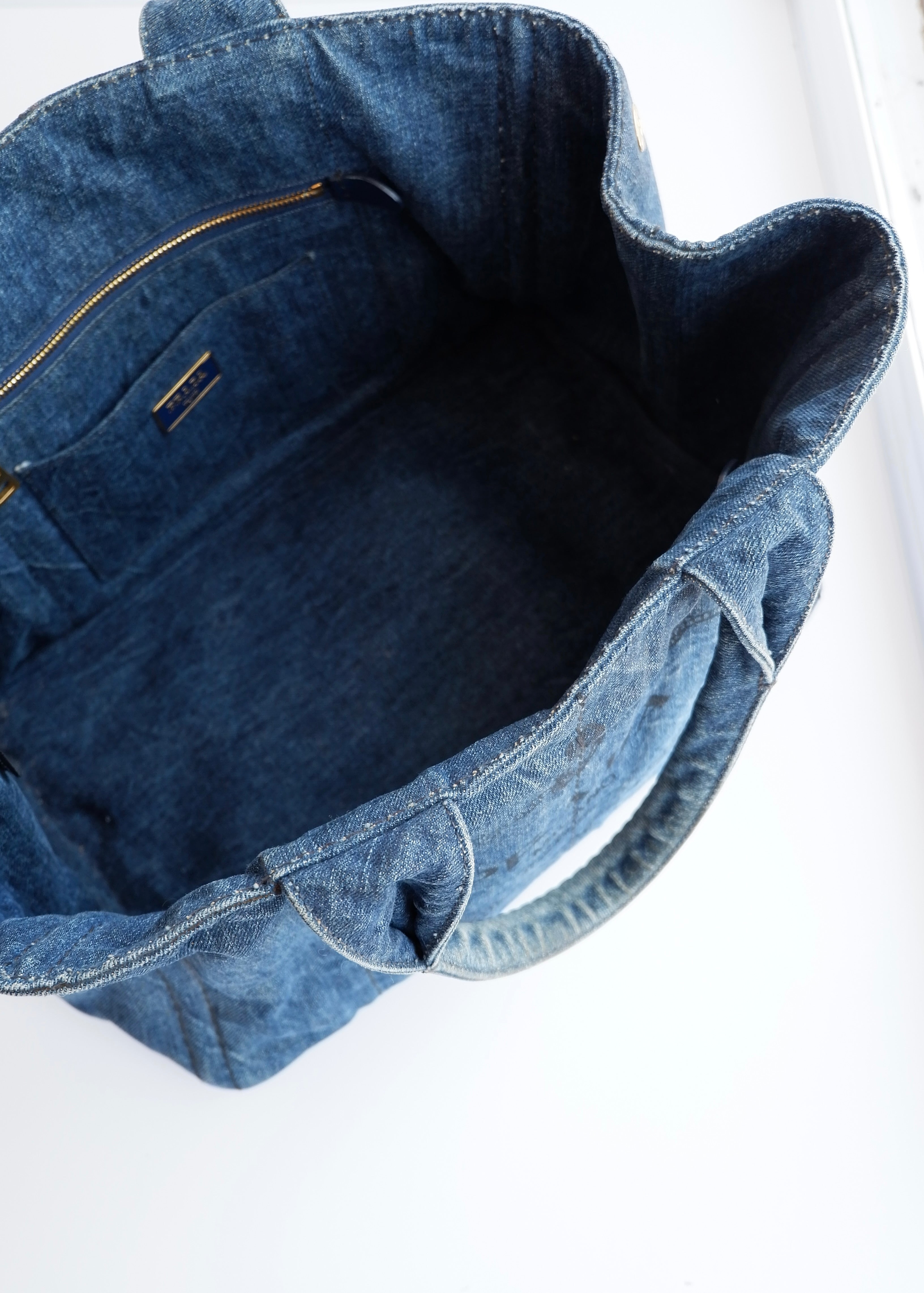Authentic Preowned Prada Navy Denim Canapa Tote Bag