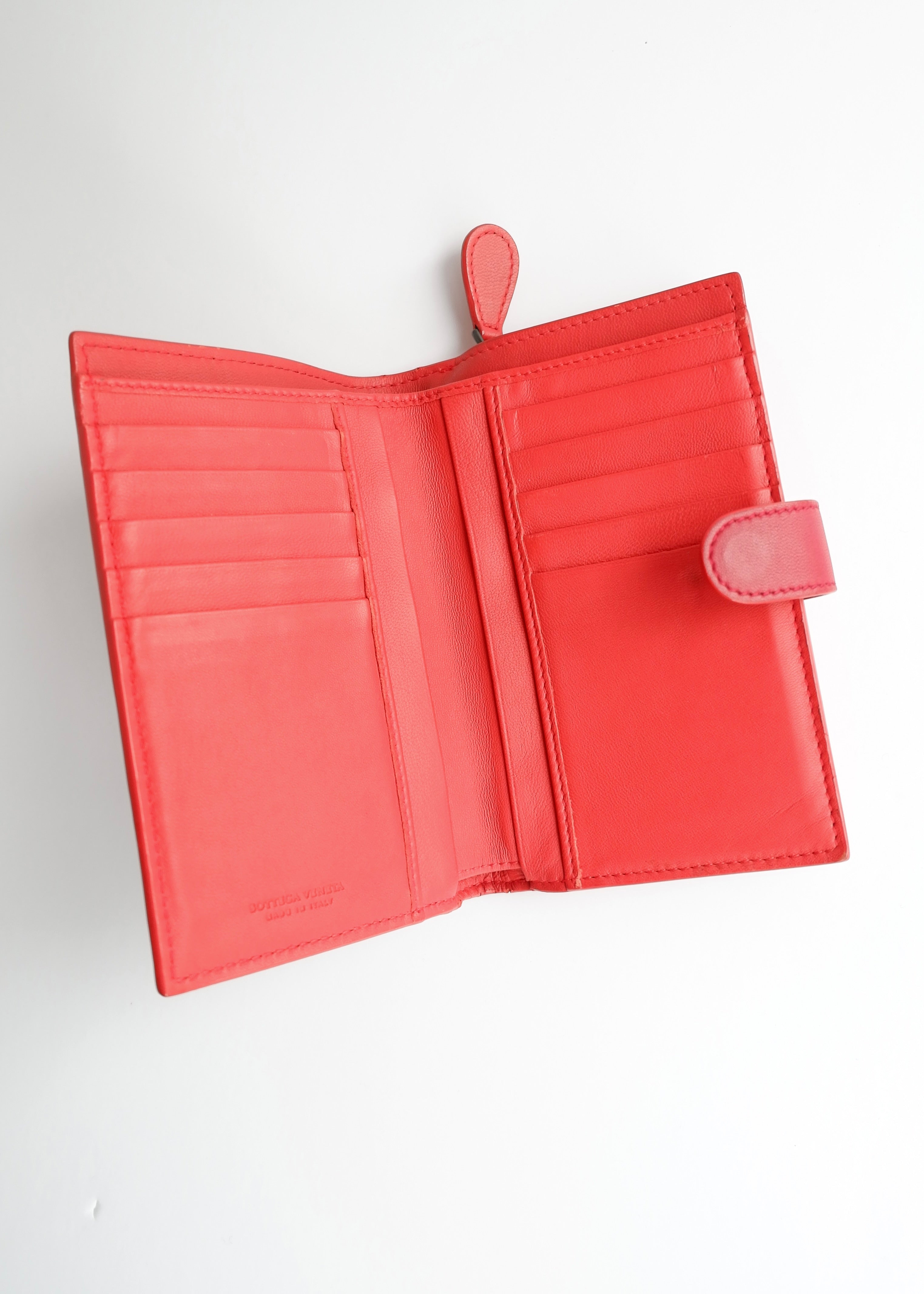 Authentic Preowned Bottega Veneta Red Leather Bi Fold Wallet