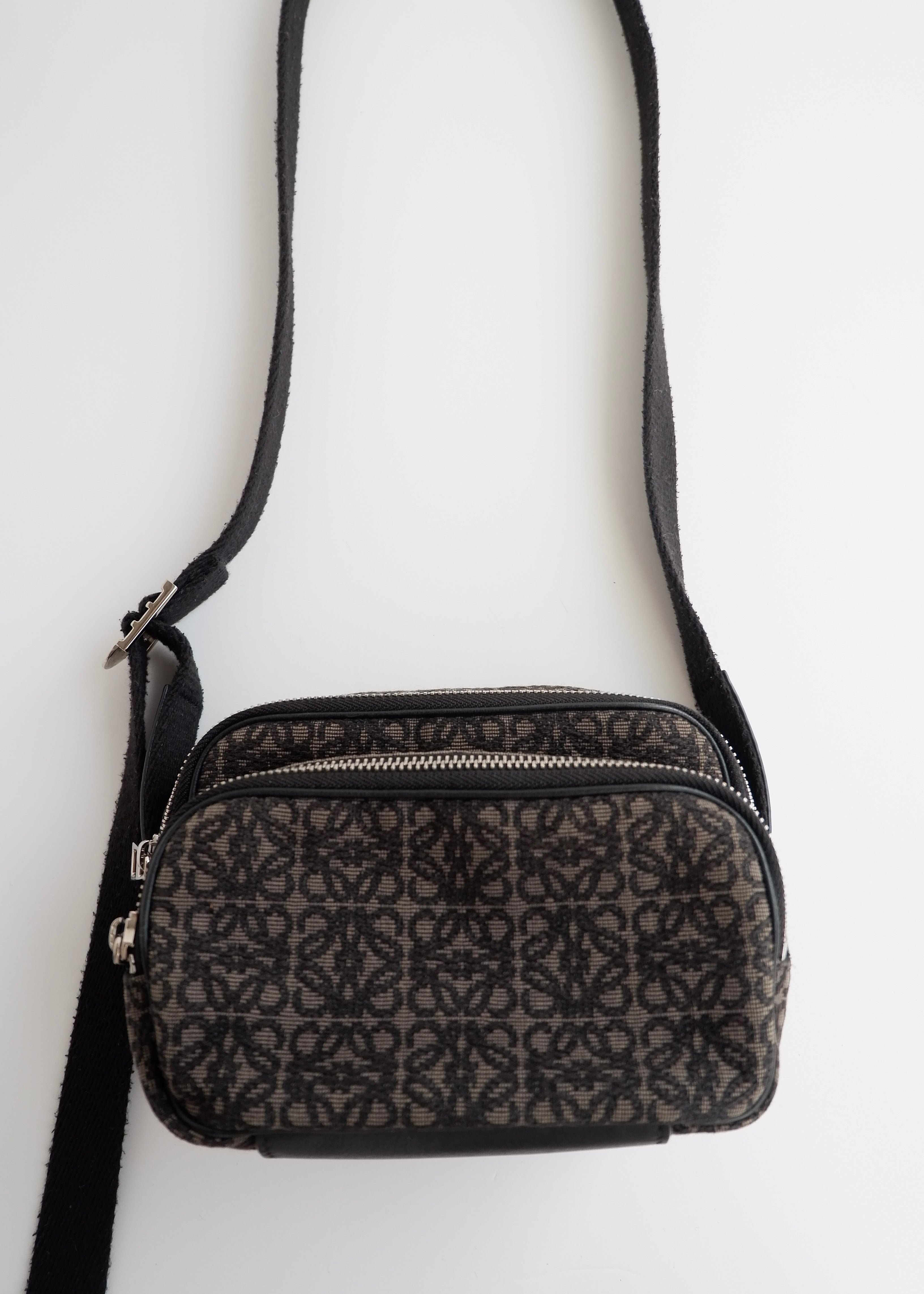 Authentic Preowned Loewe Black Canvas Anagram Crossbody Bag