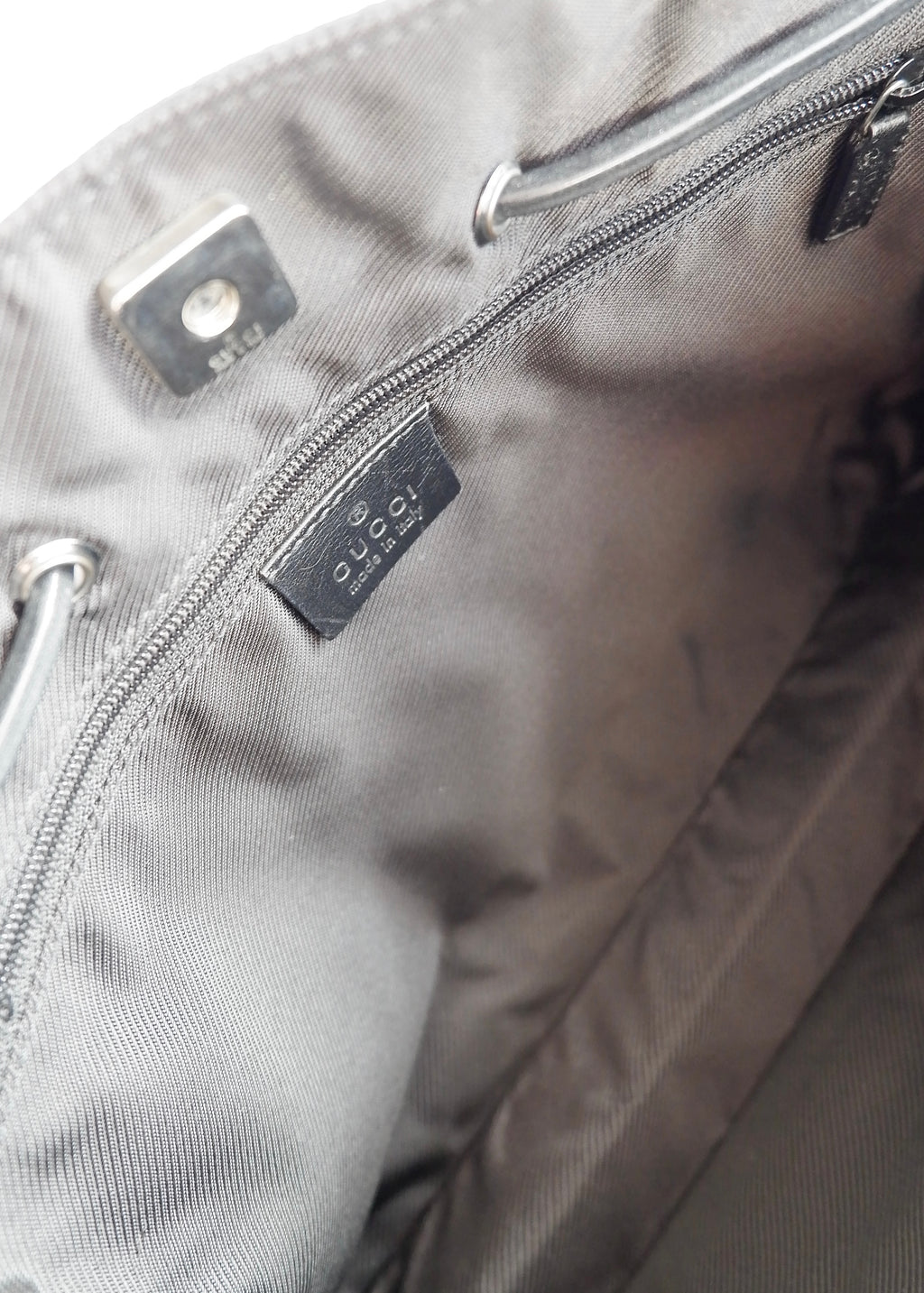 Authentic Preowned Vintage Gucci Black GG Canvas Drawstring Shoulder Bag