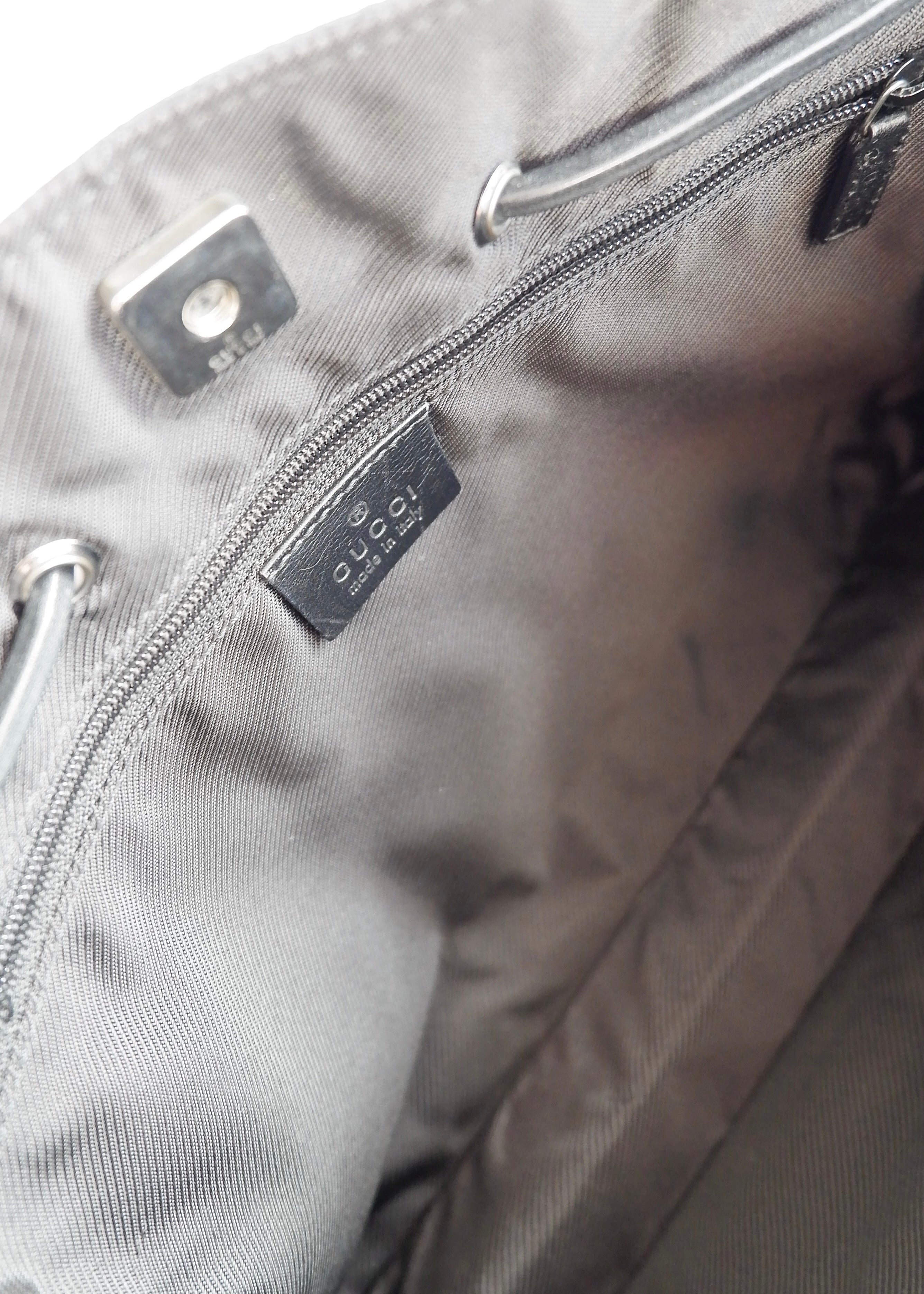 Authentic Preowned Vintage Gucci Black GG Canvas Drawstring Shoulder Bag